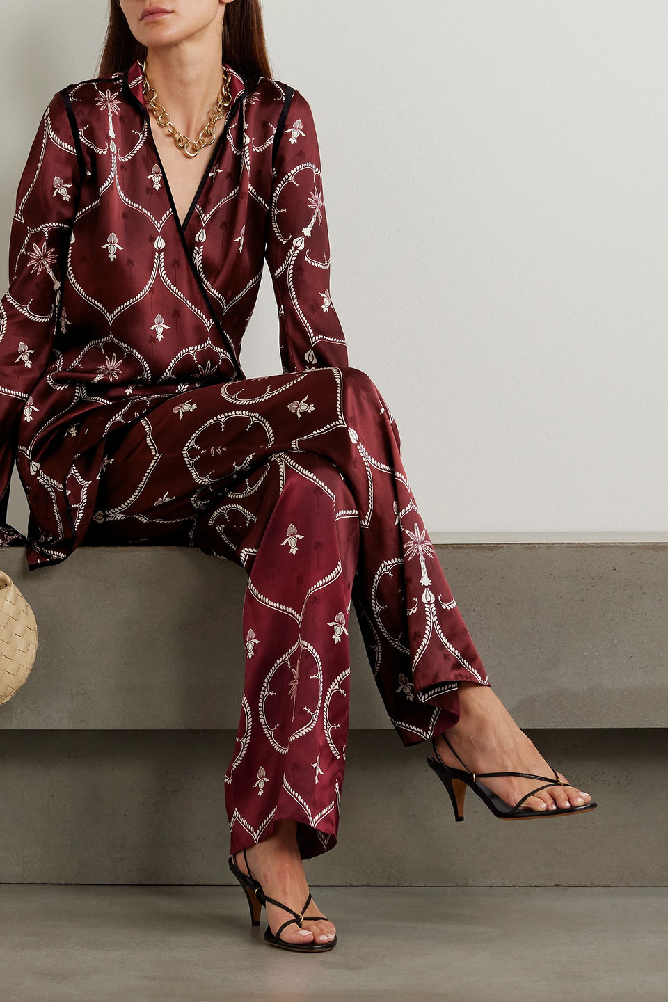 JOHANNA ORTIZ MENTAL JOURNEY PRINTED SILK-JACQUARD WRAP TUNIC