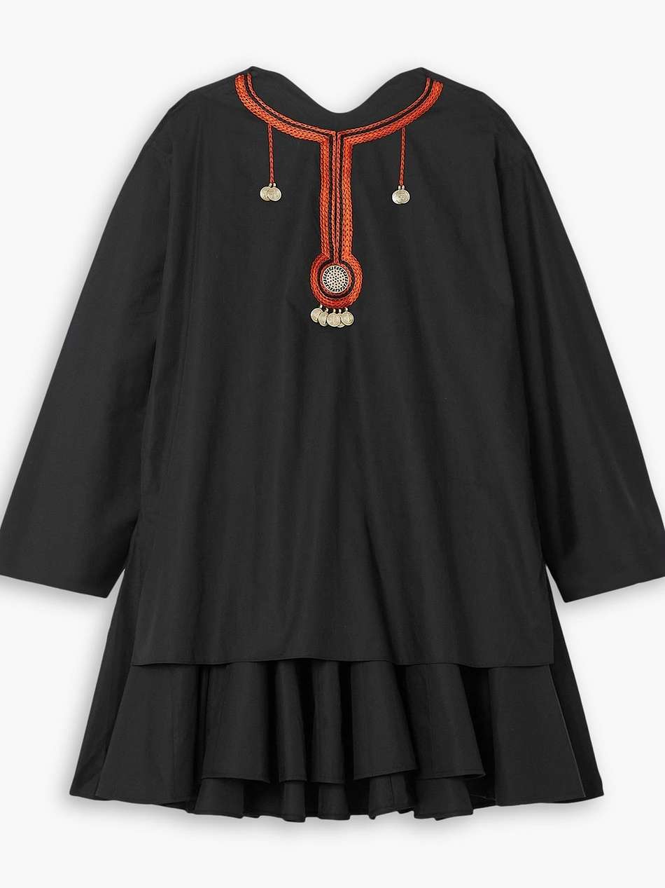 hari embellished embroidered cotton-twill mini dress