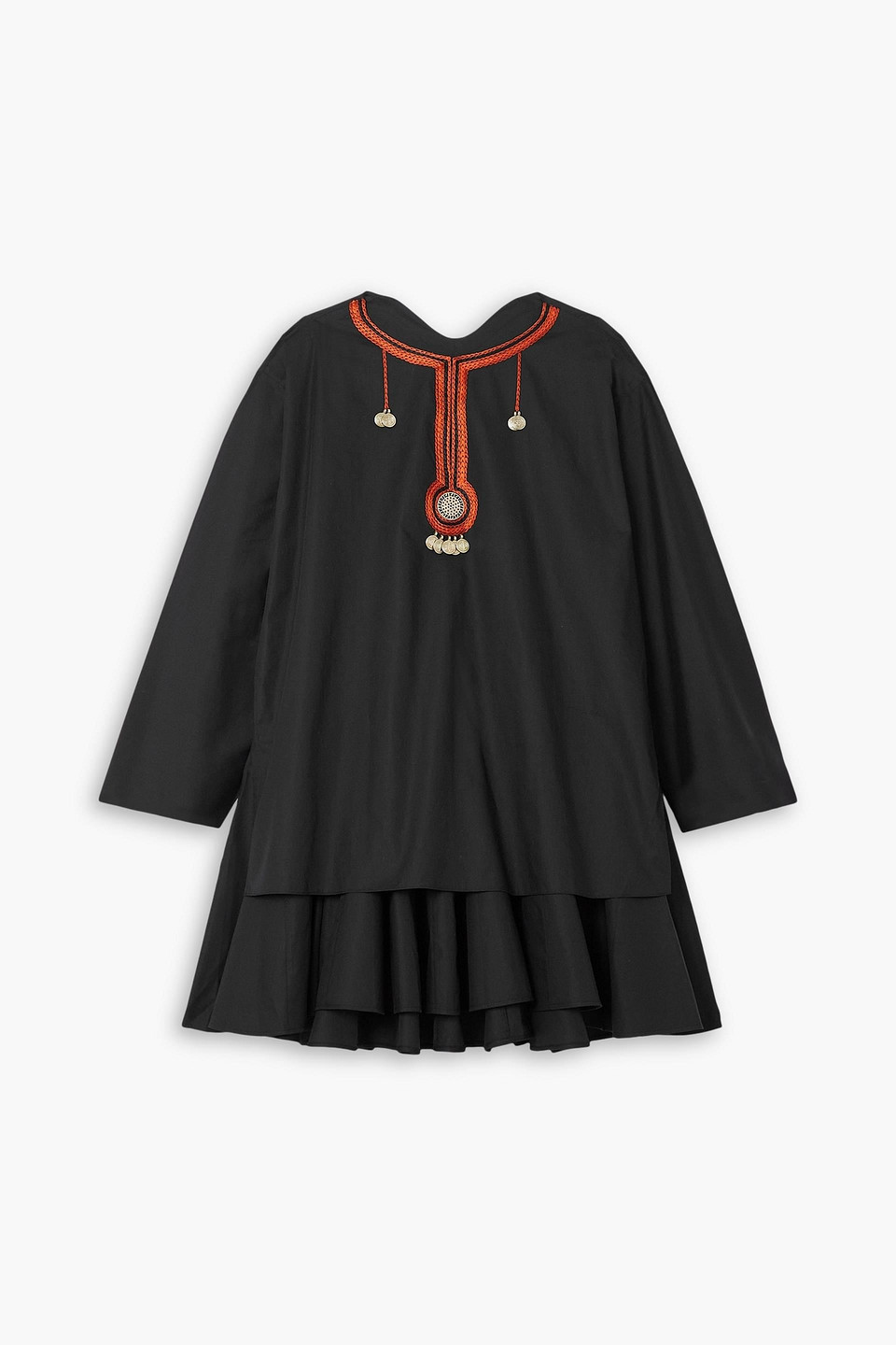 Altuzarra Hari Embellished Embroidered Cotton-twill Mini Dress In Black