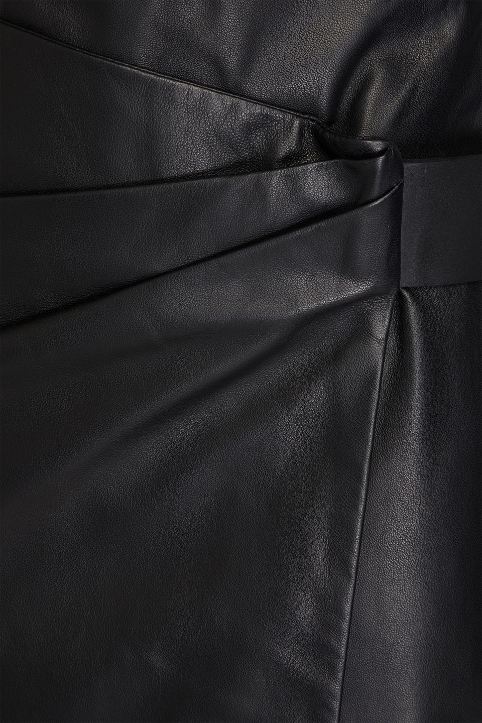 Shop Acne Studios Pleated Leather Wrap Skirt In Black