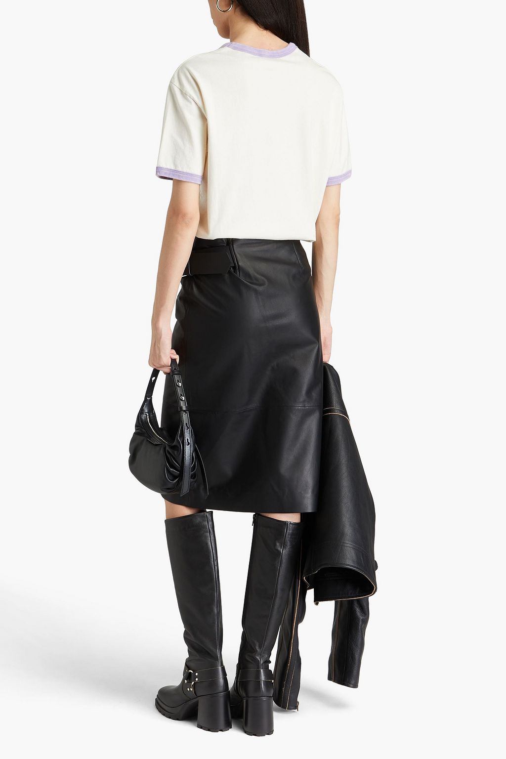 ACNE STUDIOS تنورة من الجلد بتصميم ملتف ومزينة بكسرات