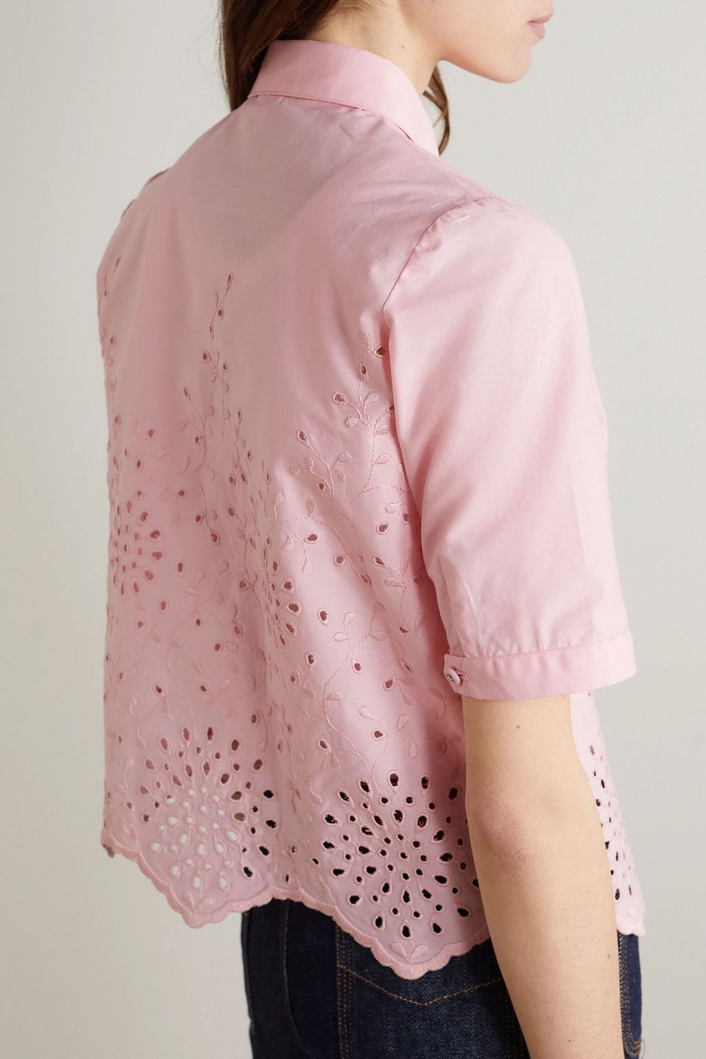 LORETTA CAPONI Paloma broderie anglaise cotton-blend shirt