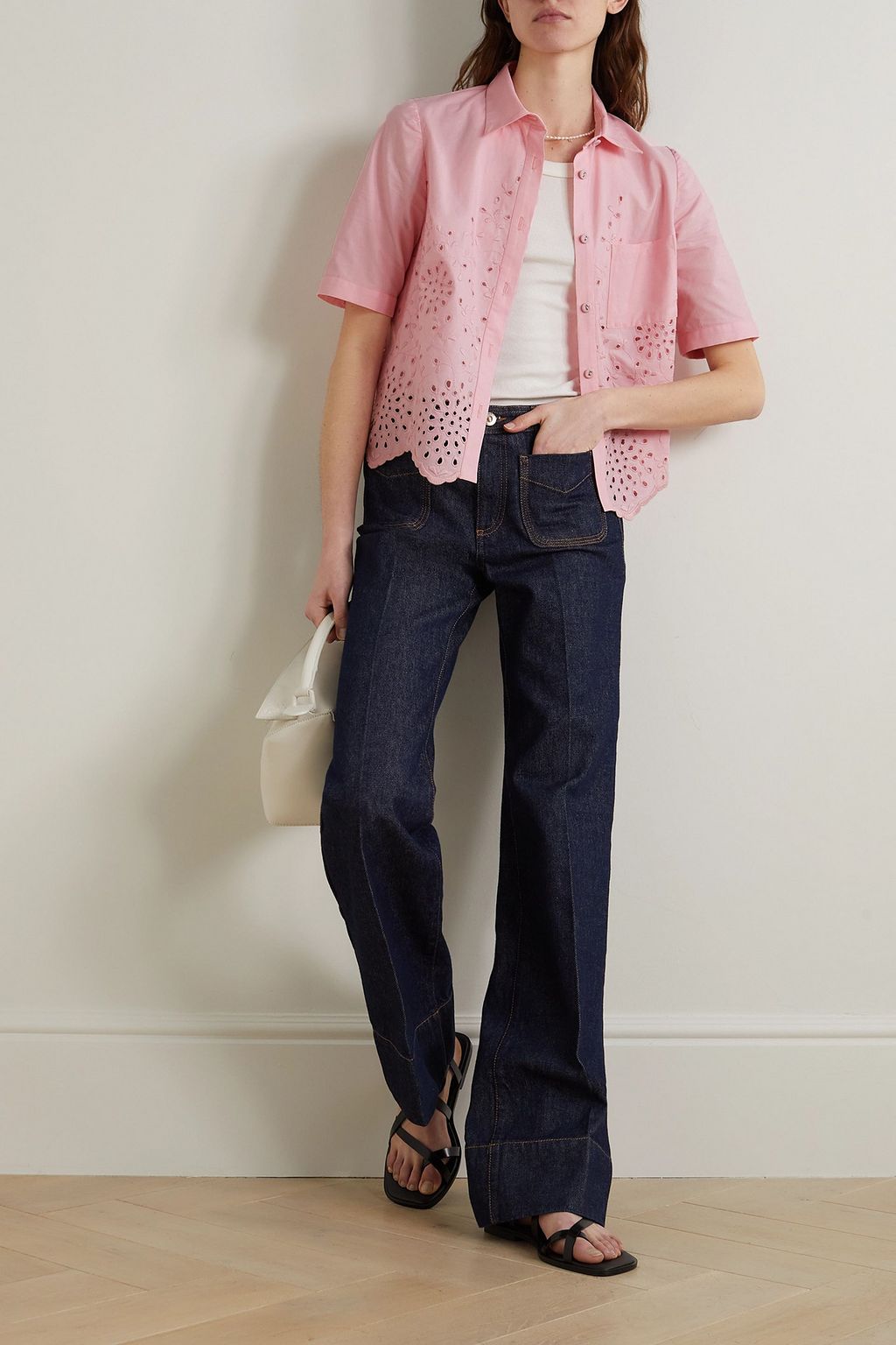 LORETTA CAPONI Paloma broderie anglaise cotton-blend shirt