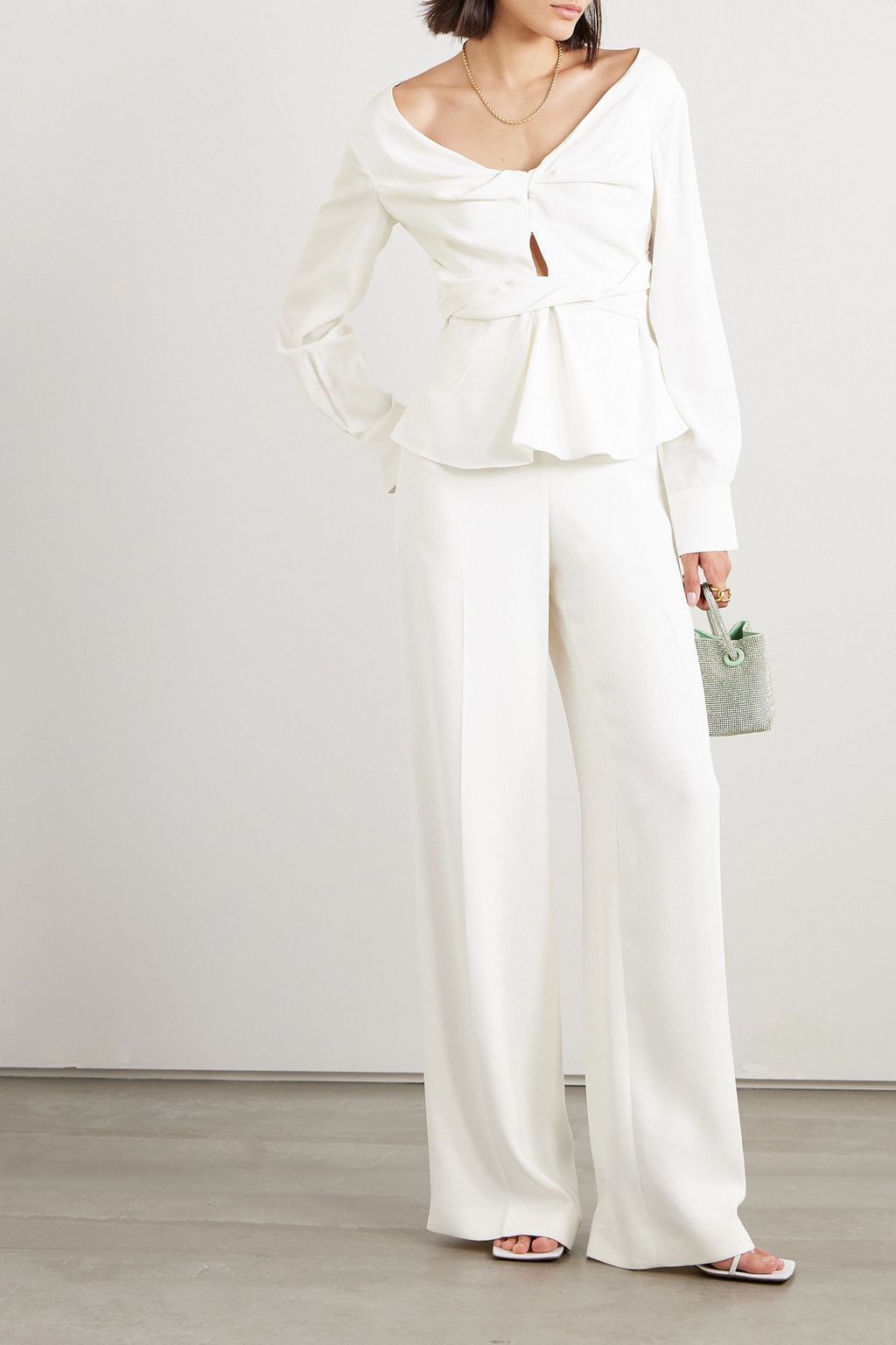 ALTUZARRA 프라시니 트위스트 프론트 컷아웃 크레이프 탑