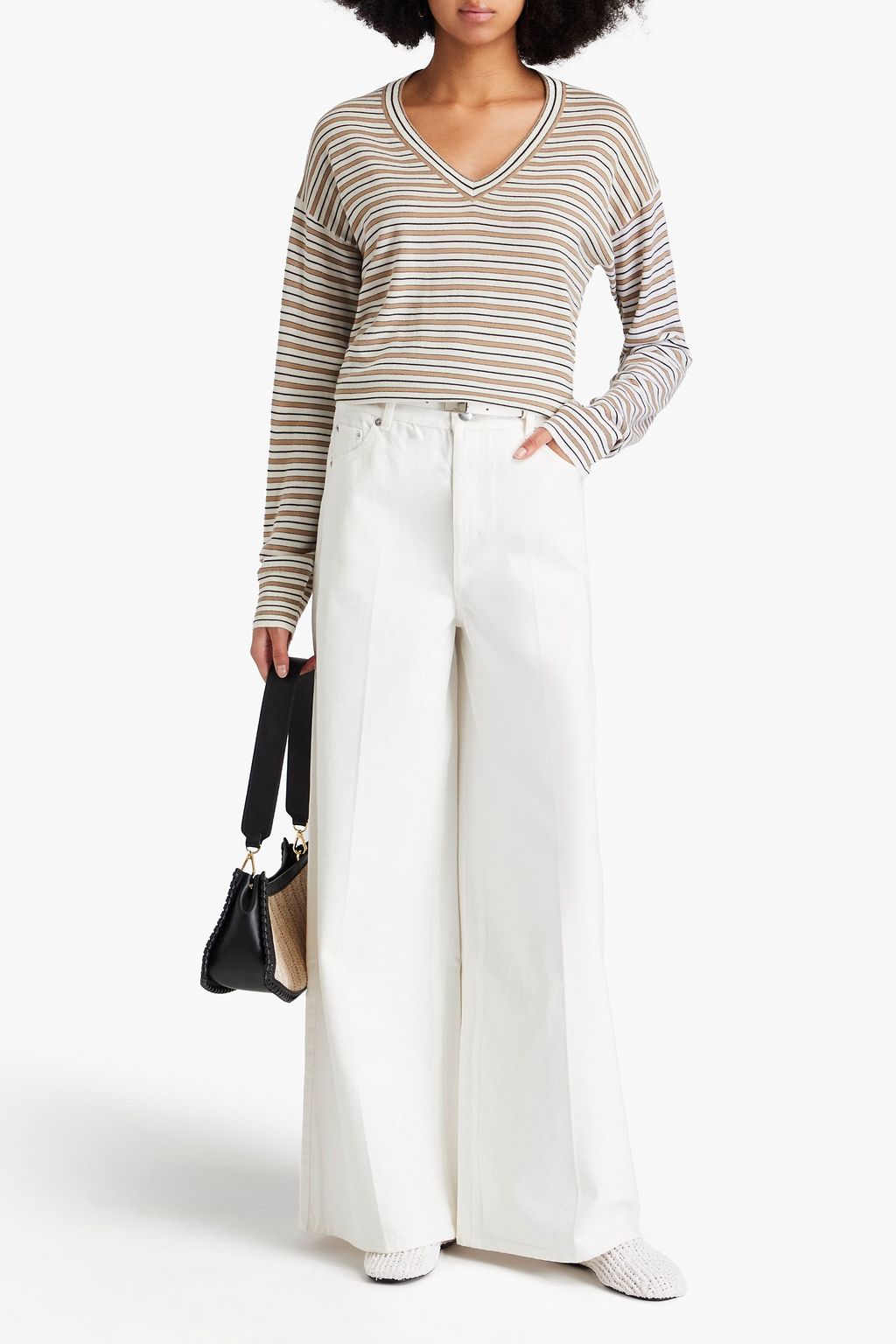 BRUNELLO CUCINELLI Metallic striped wool and cashmere-blend sweater