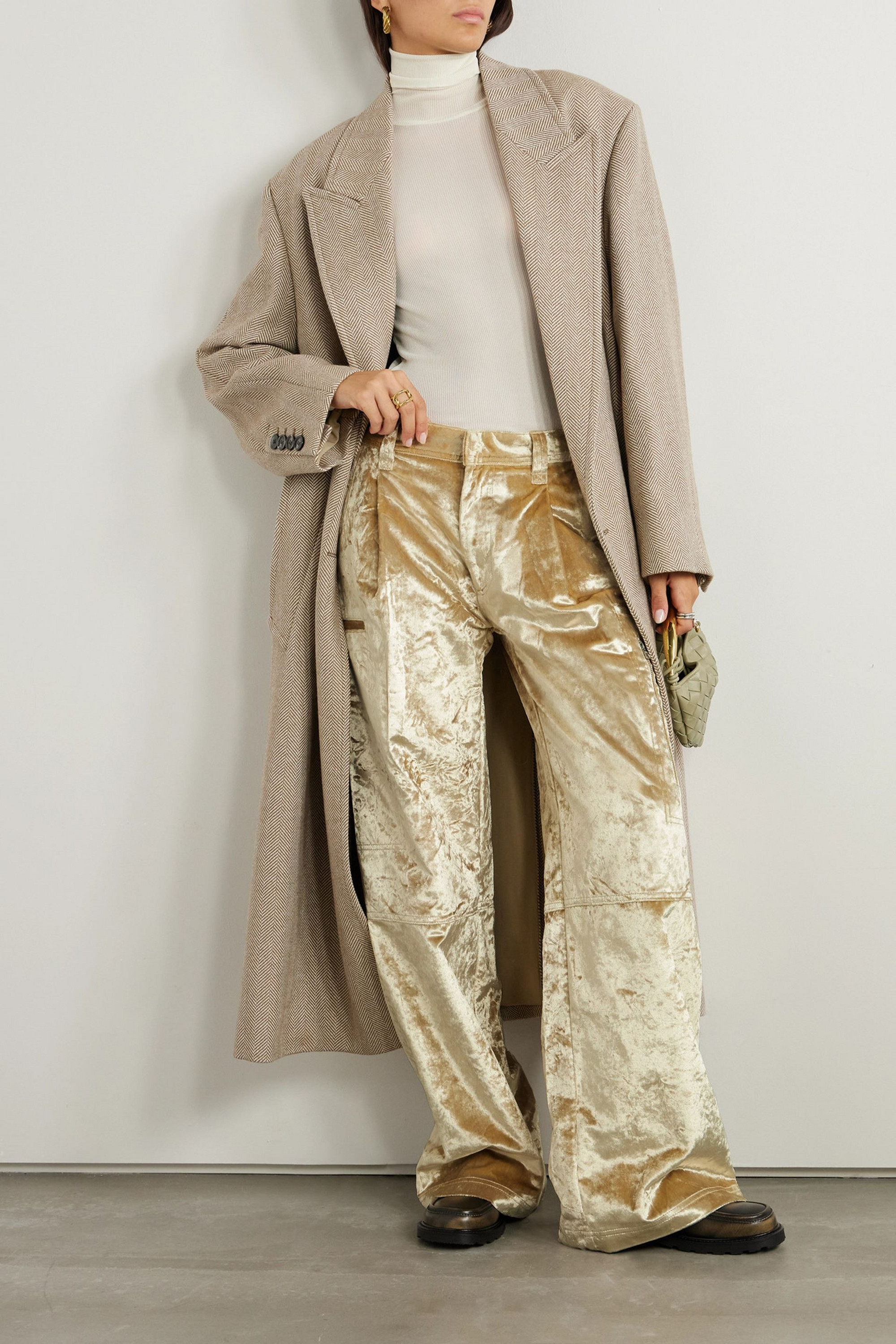 Ami Paris Crushed-velvet wide-leg cargo pants