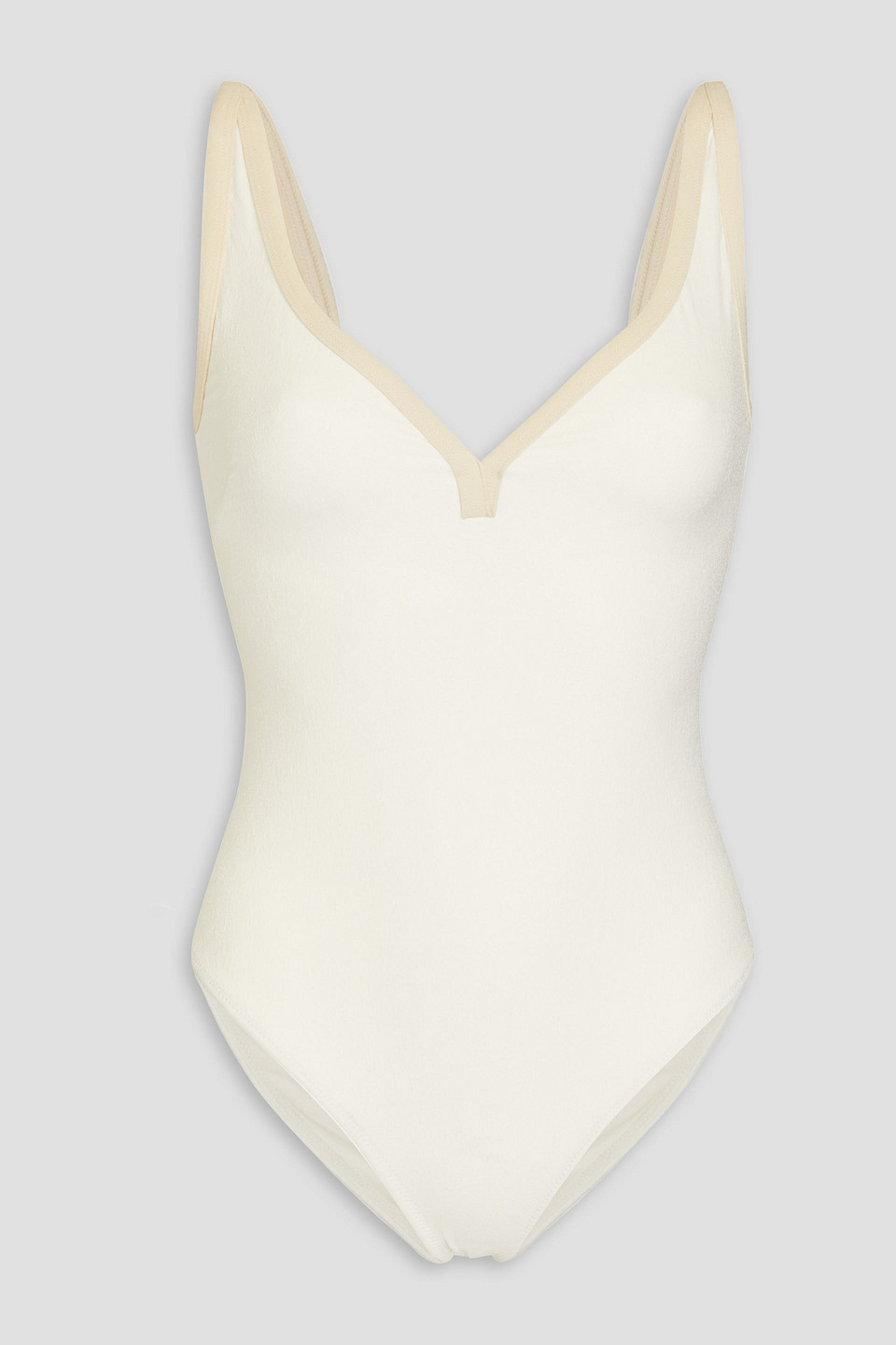 Lisa Marie Fernandez Maria Piped Swimsuit In Ivory