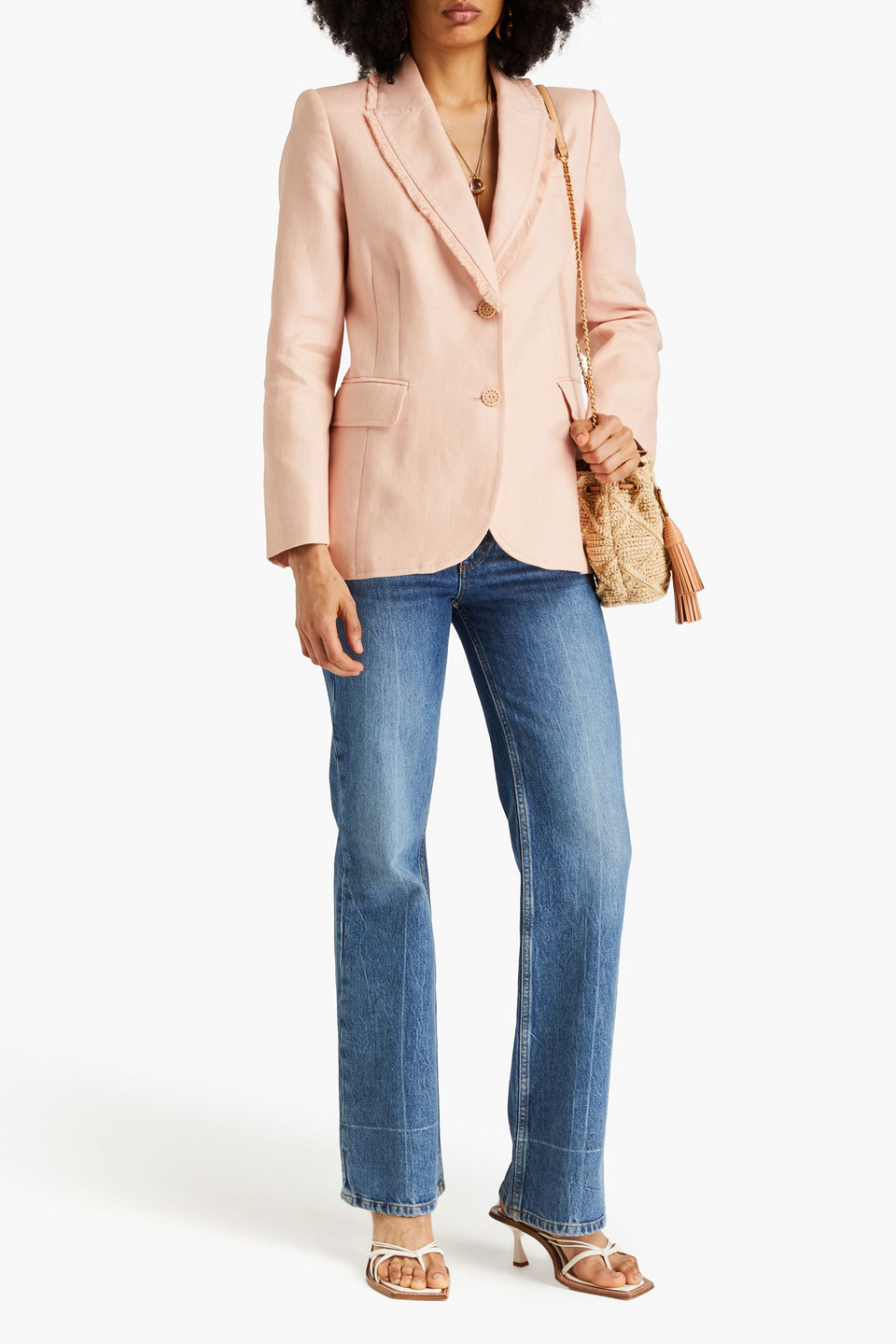 Zimmermann Linen-canvas Blazer In Blush