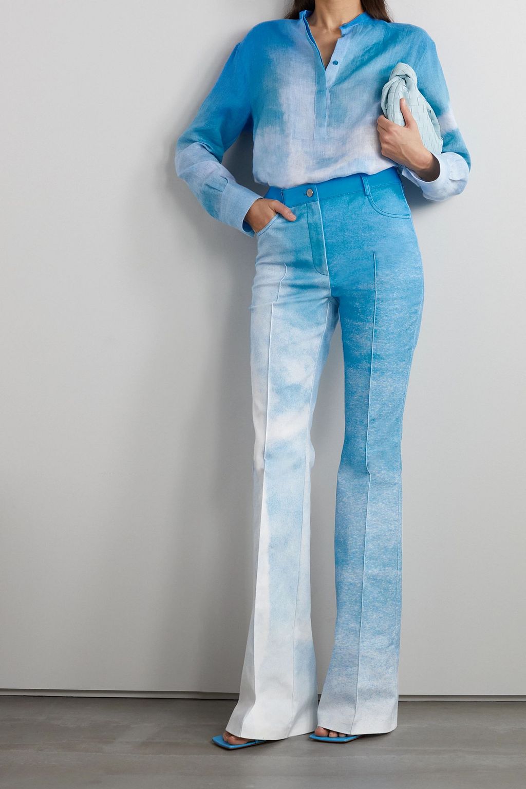 AKRIS Farid printed high-rise flared jeans
