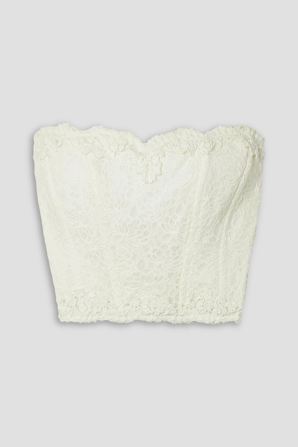 Loveshackfancy Arno Corseted Lace Bustier Top In White