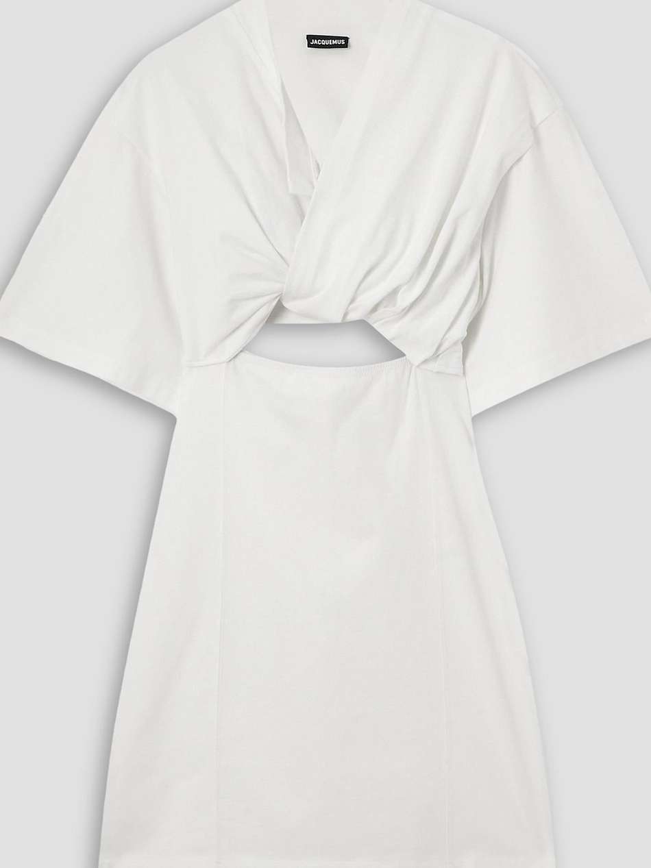 bahia twist-front cutout cotton mini dress
