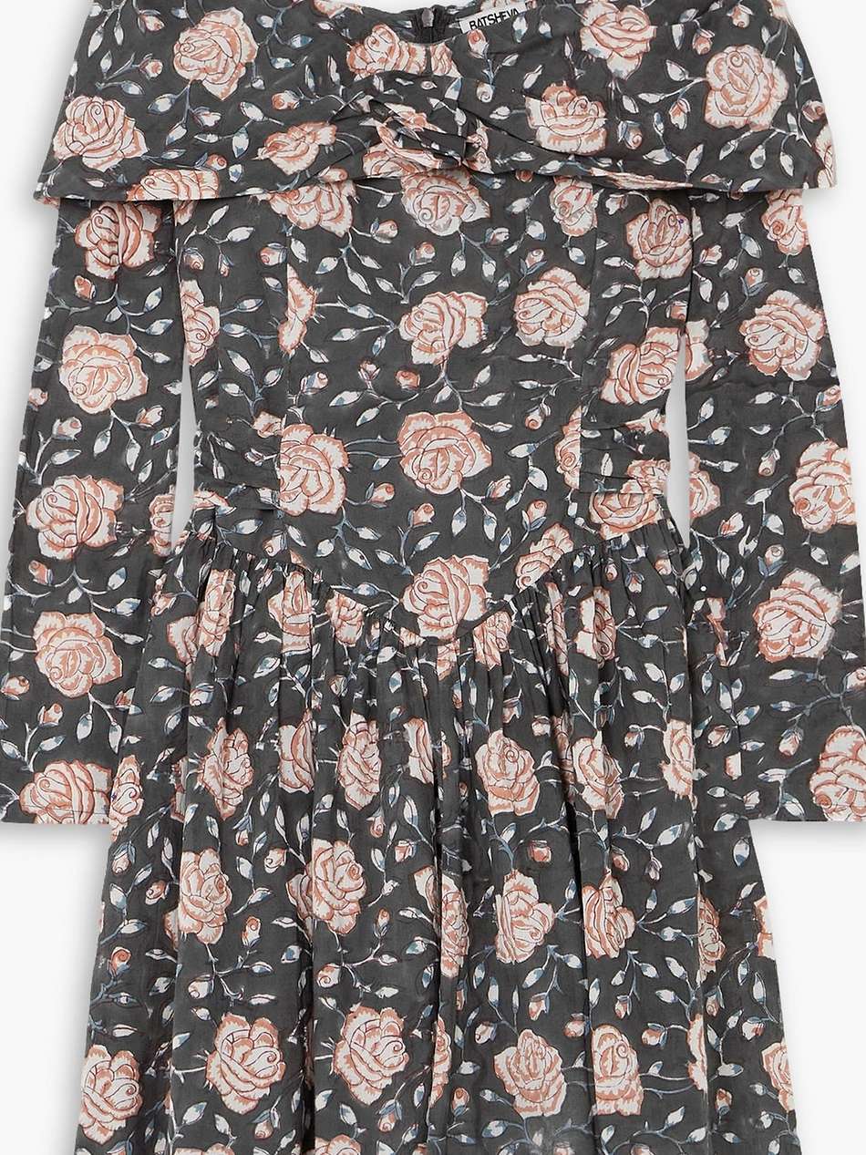 salt appliquéd floral-print cotton-poplin mini dress