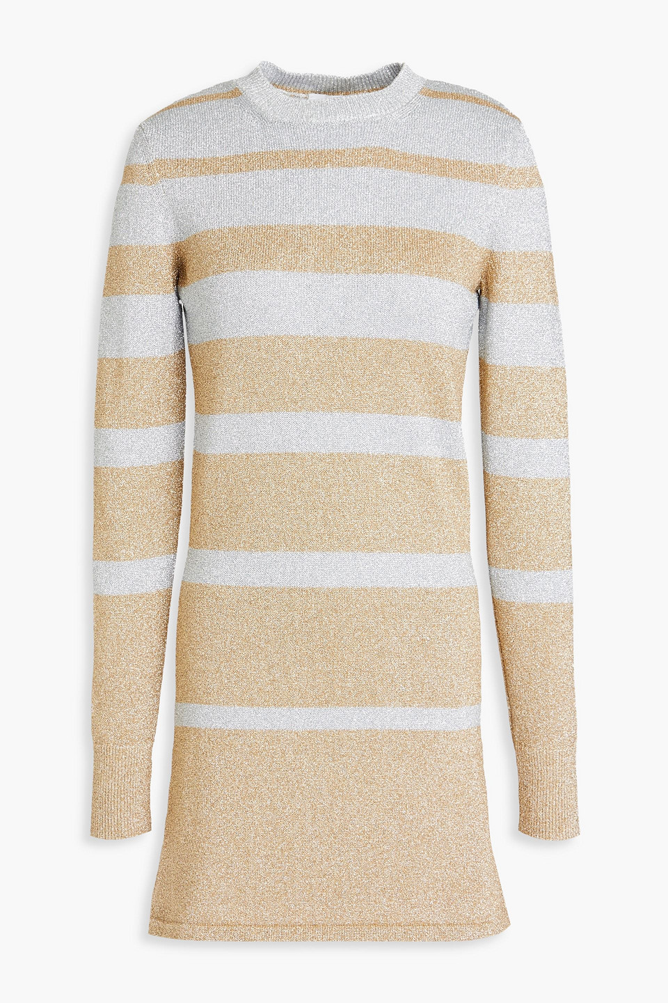 rabanne - striped metallic knitted mini dress - metallic - xs