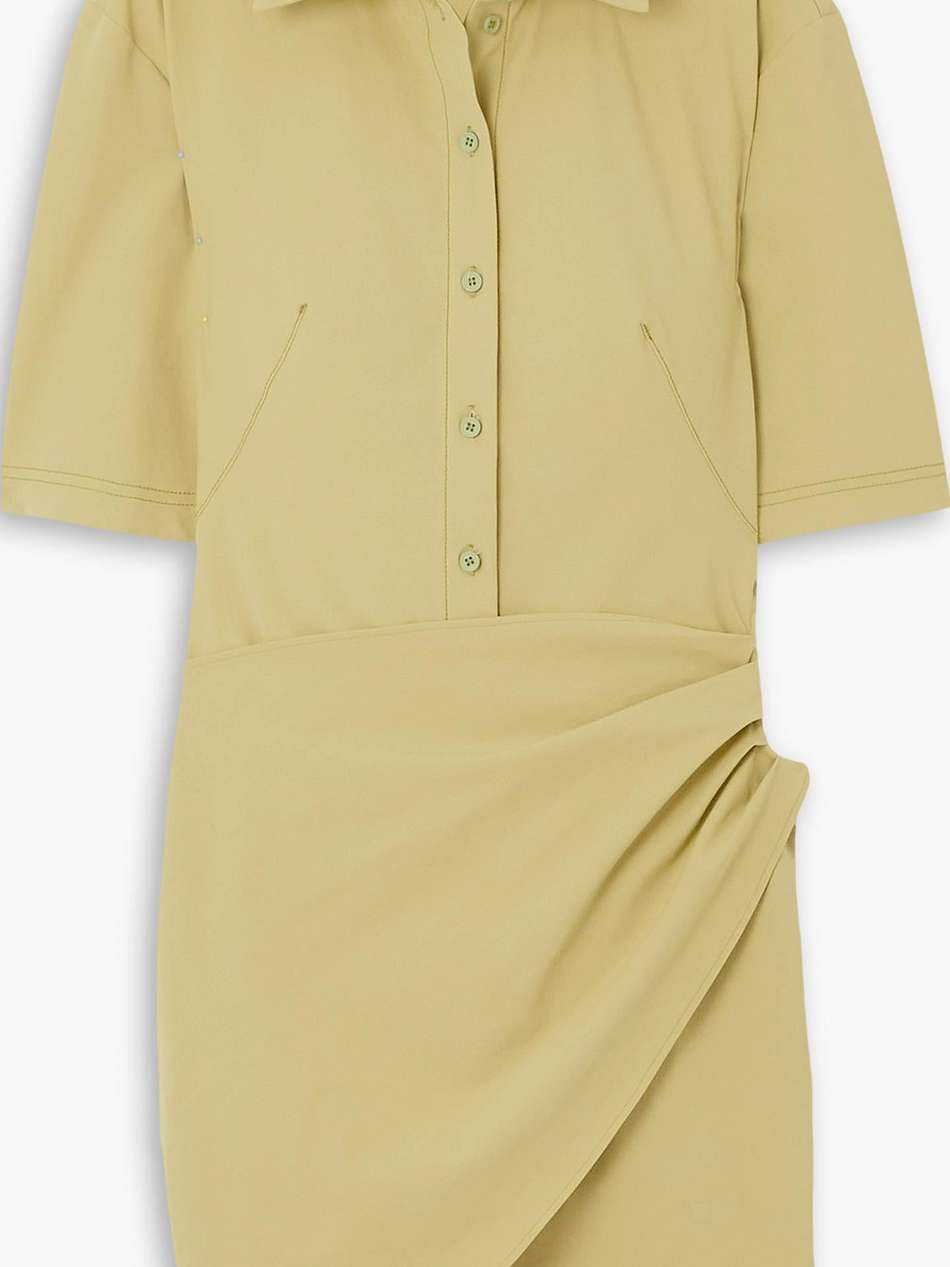 cutout draped stretch-twill mini shirt dress
