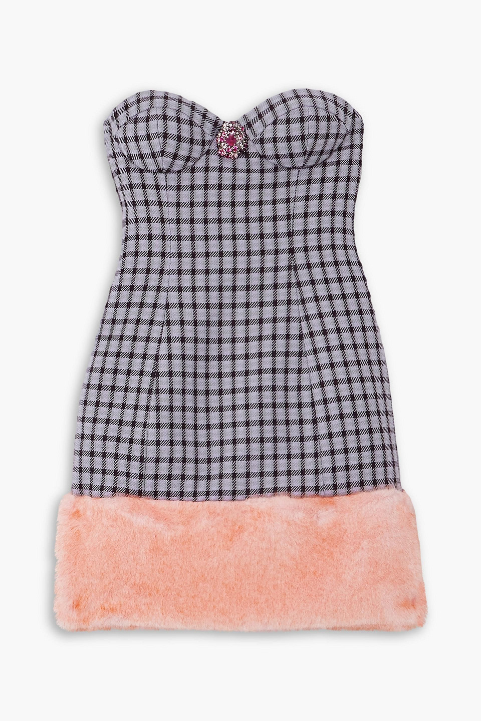 Area Check-print Bandeau Minidress In Lilac