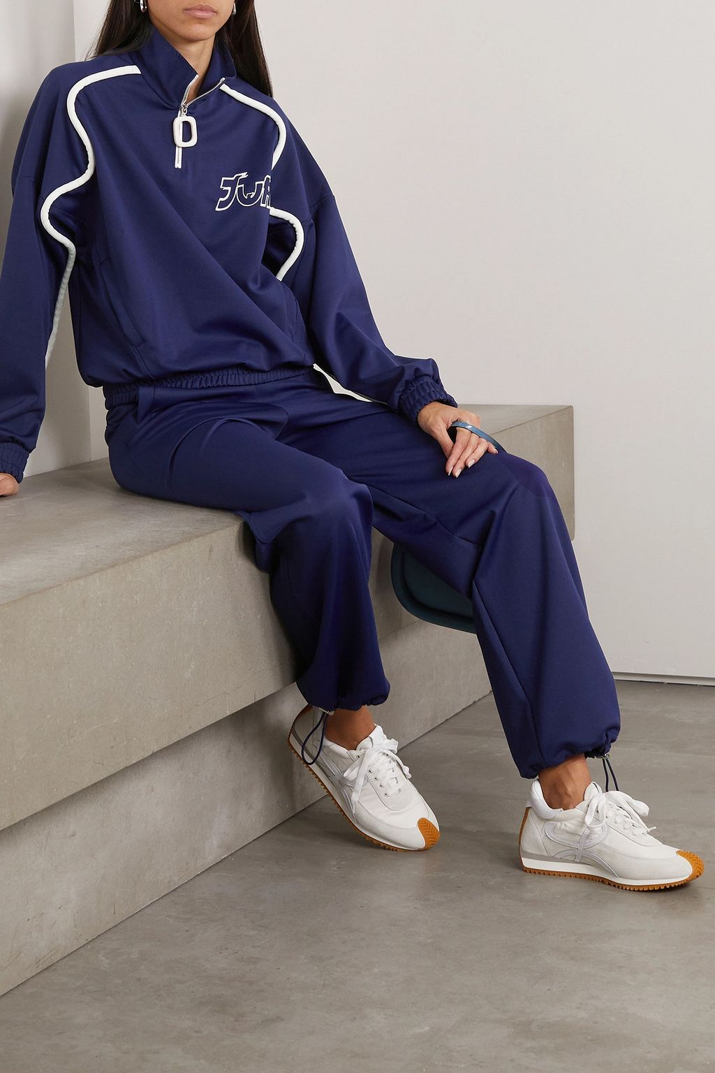 JW ANDERSON + Run Hany embroidered stretch-jersey half-zip track jacket