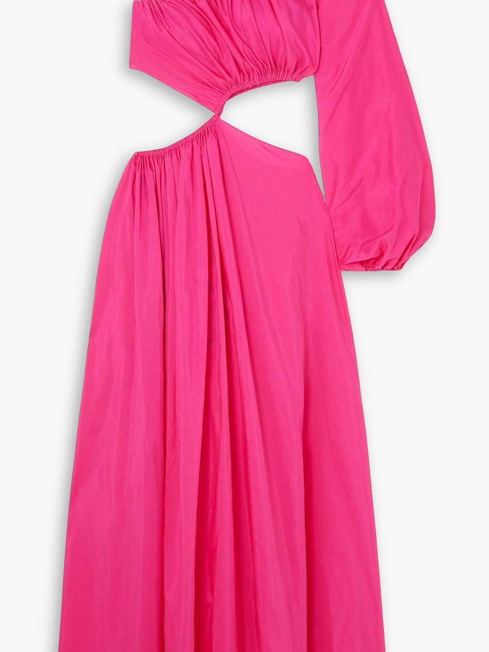 one-shoulder cutout cotton and silk-blend maxi dress
