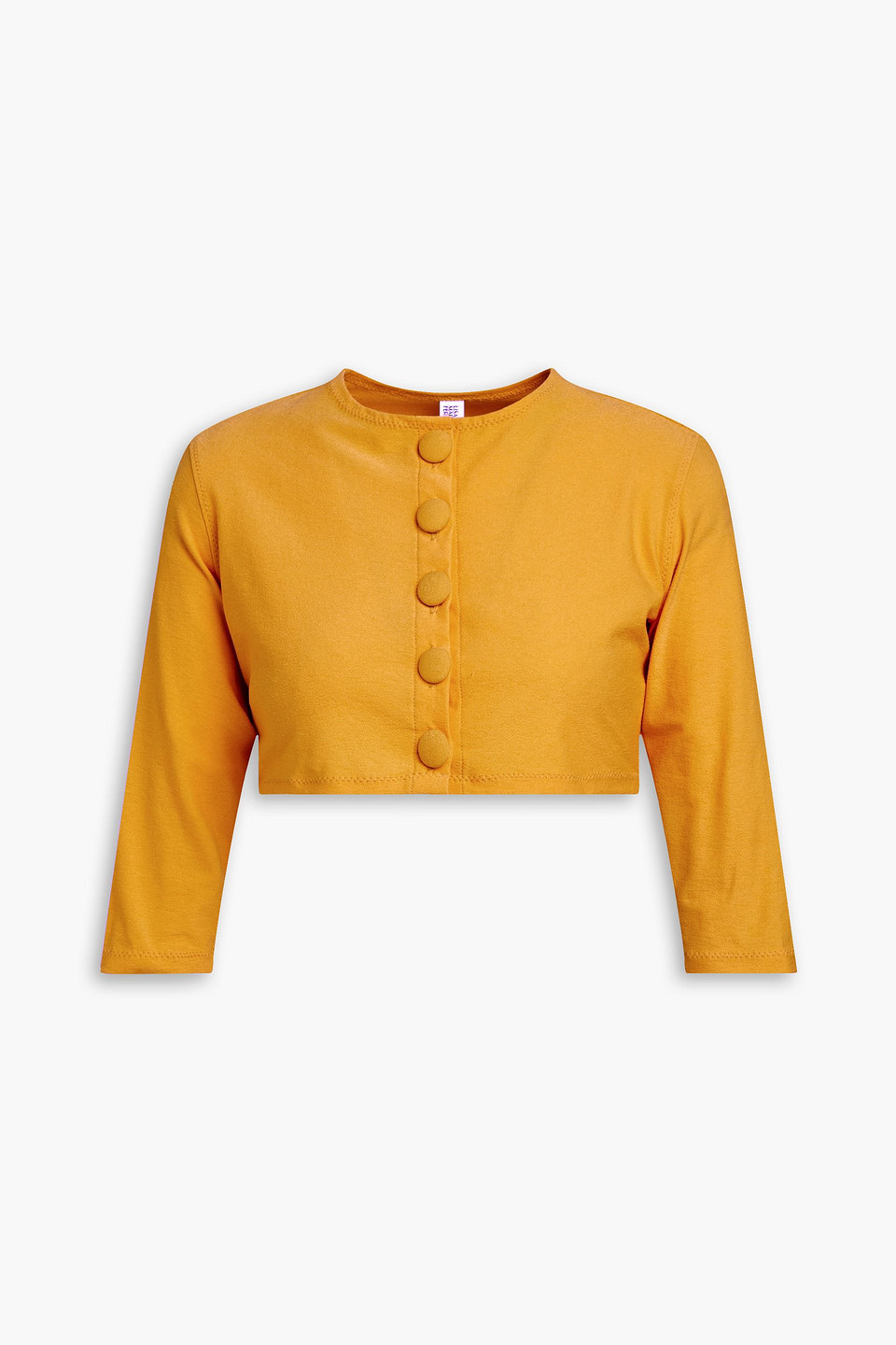 Lisa Marie Fernandez Cropped Stretch-crepe Cardigan In Safrangelb