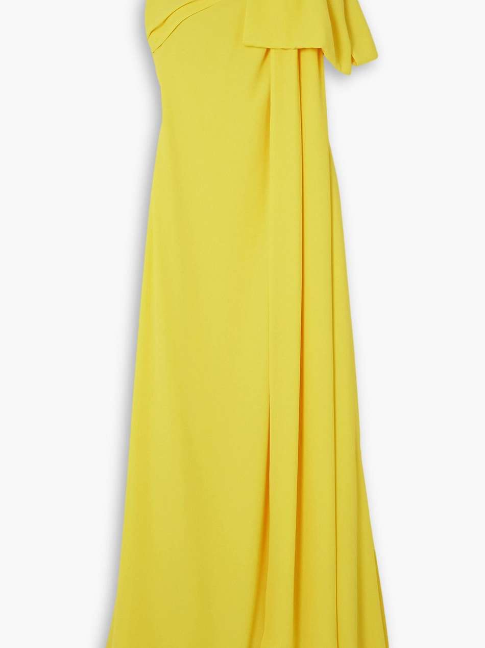 gala one-shoulder bow-embellished georgette gown