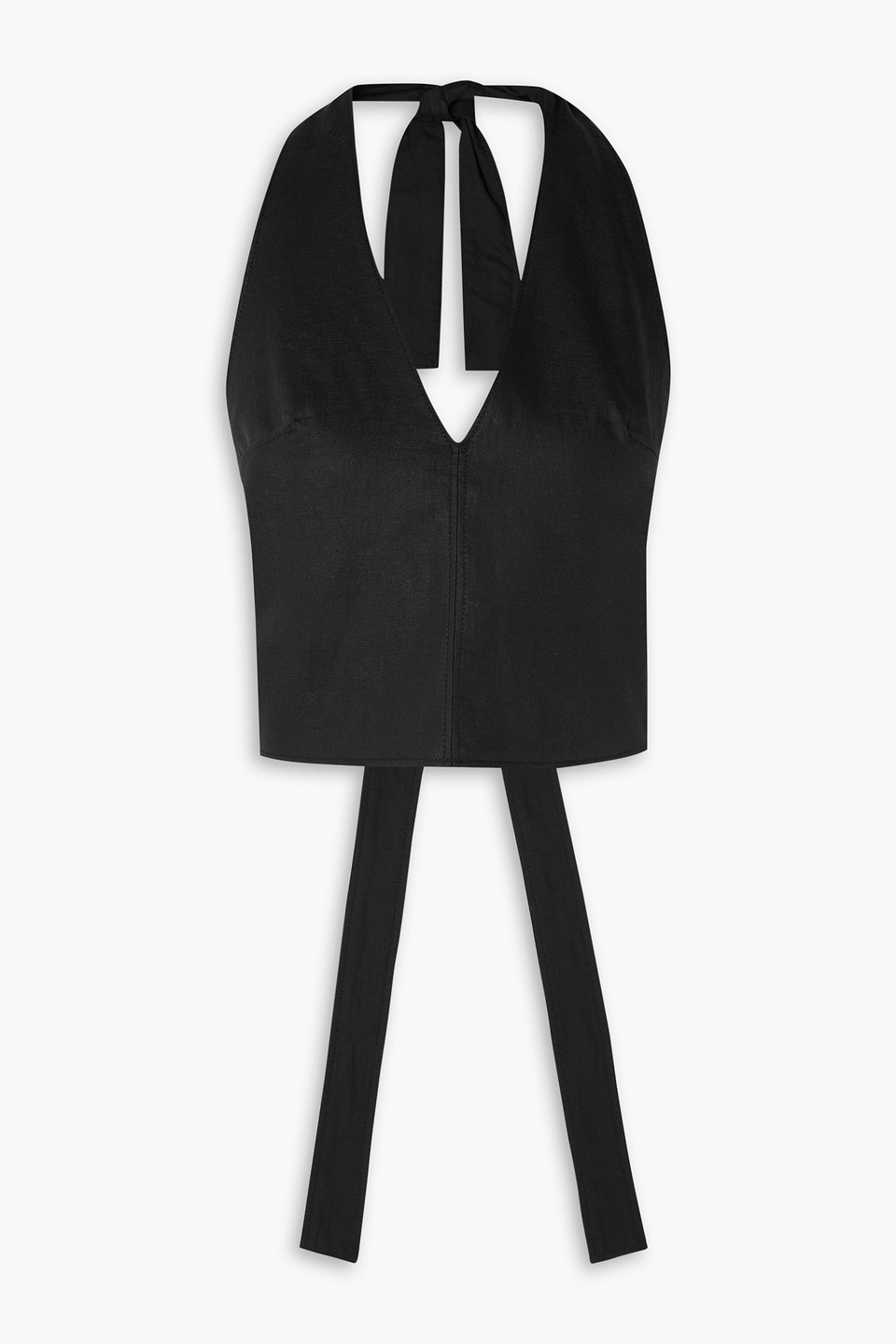 Jacquemus Linu Open-back Cotton And Linen-blend Halterneck Top In Black
