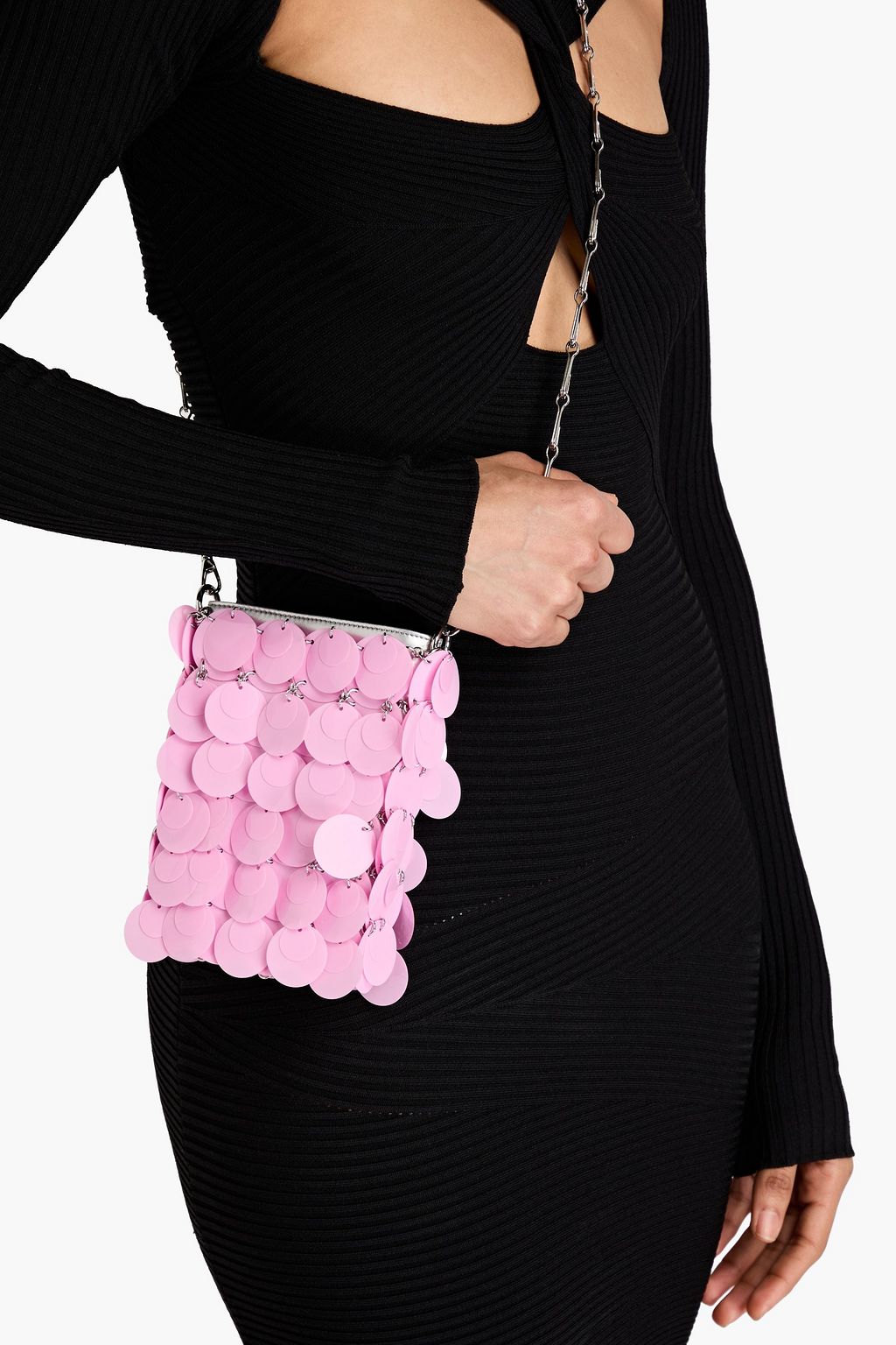 RABANNE Mini Paillette sequined chainmail shoulder bag