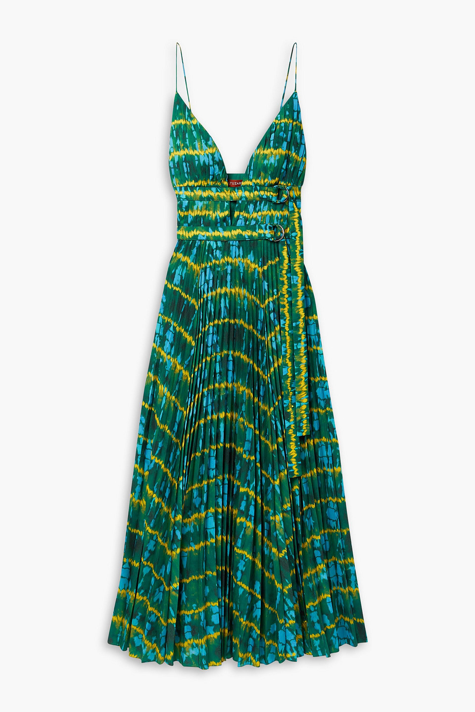 Altuzarra Winda Pleated Tie-dyed Crepe De Chine Maxi Dress In Green