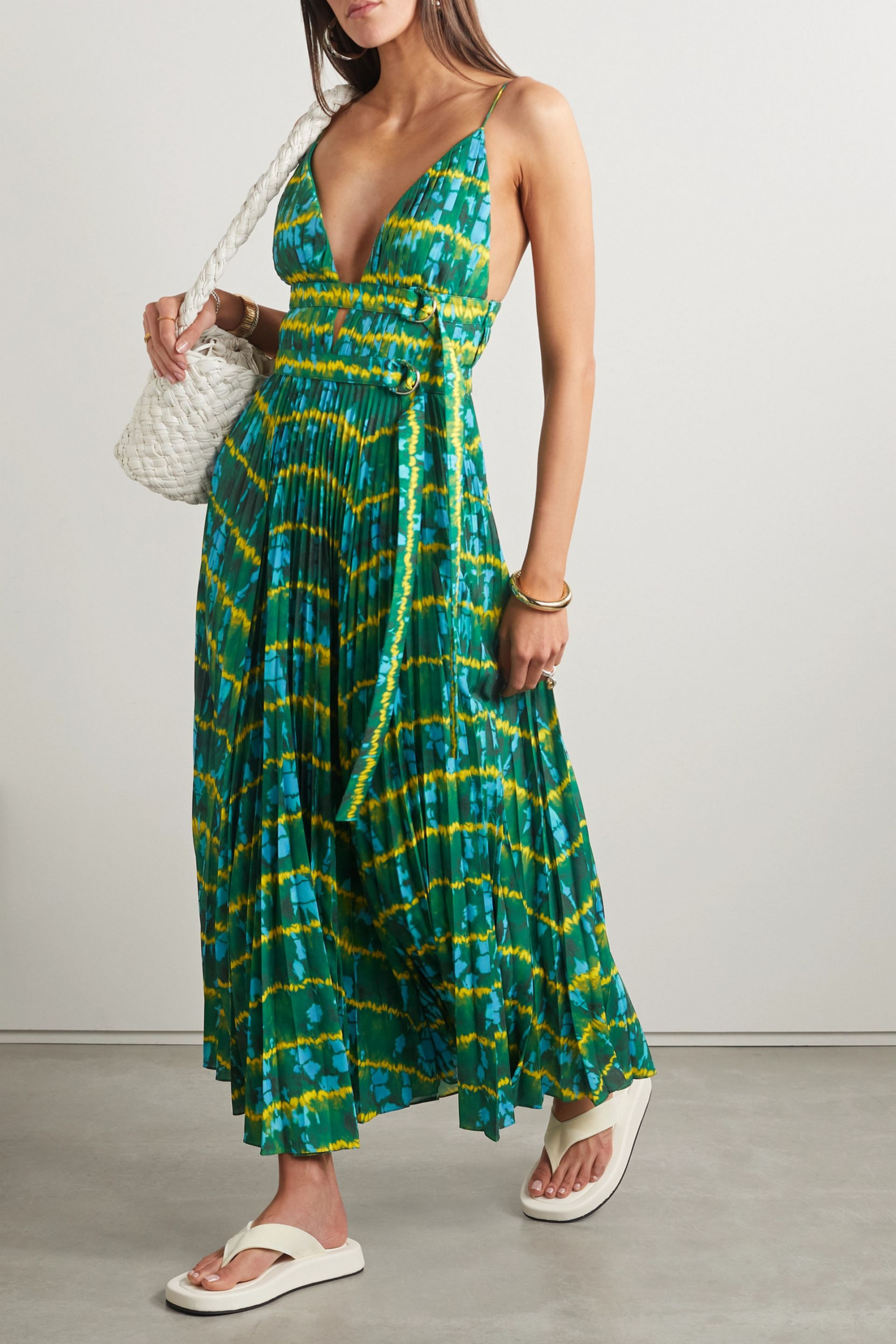Altuzarra Winda pleated tie-dyed crepe de chine maxi dress