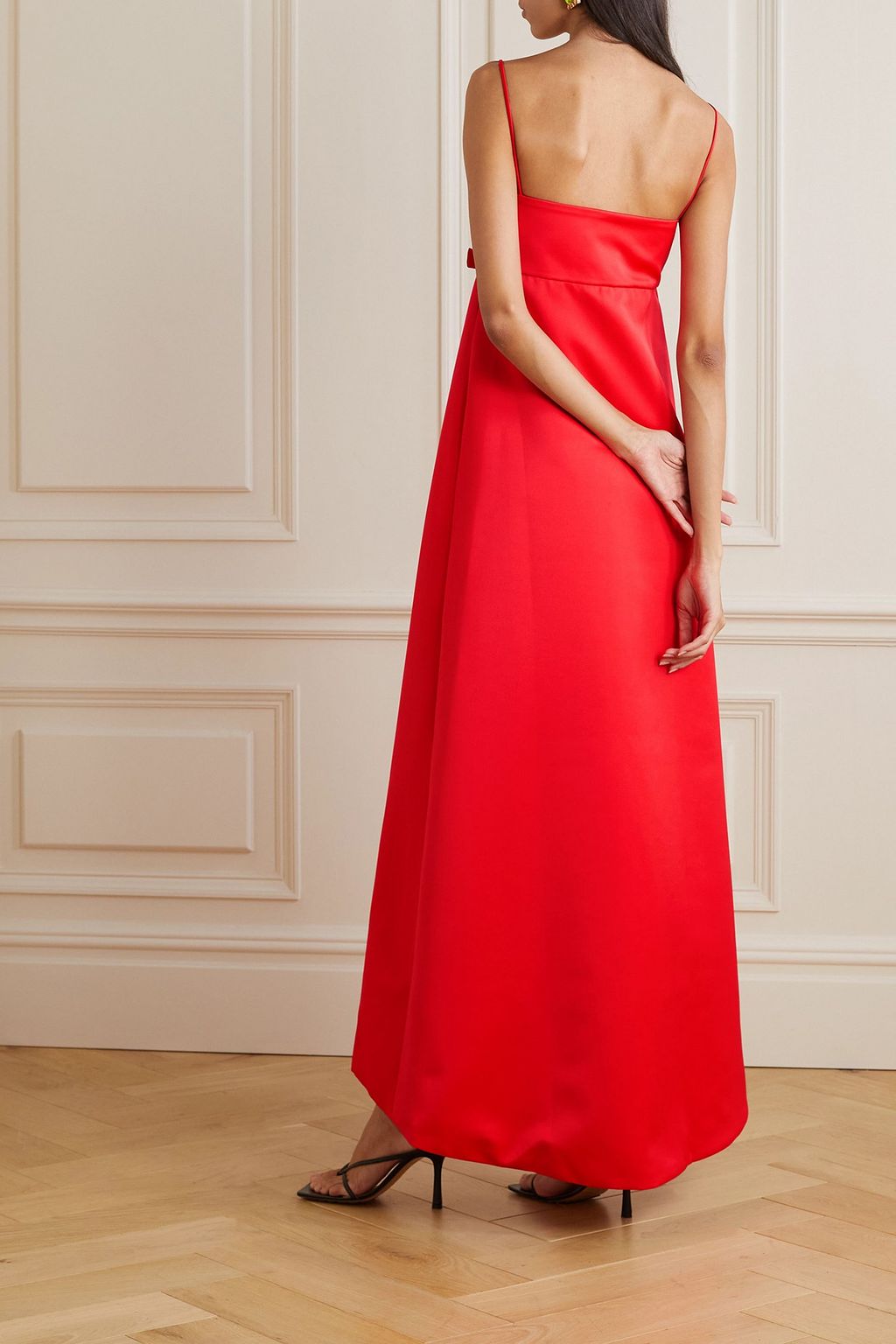 BERNADETTE Philippe bow-embellished layered duchesse-satin gown