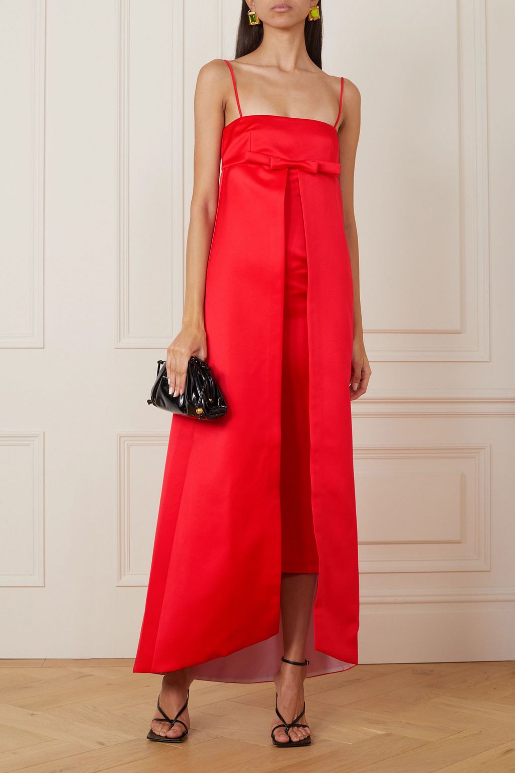 BERNADETTE Philippe bow-embellished layered duchesse-satin gown