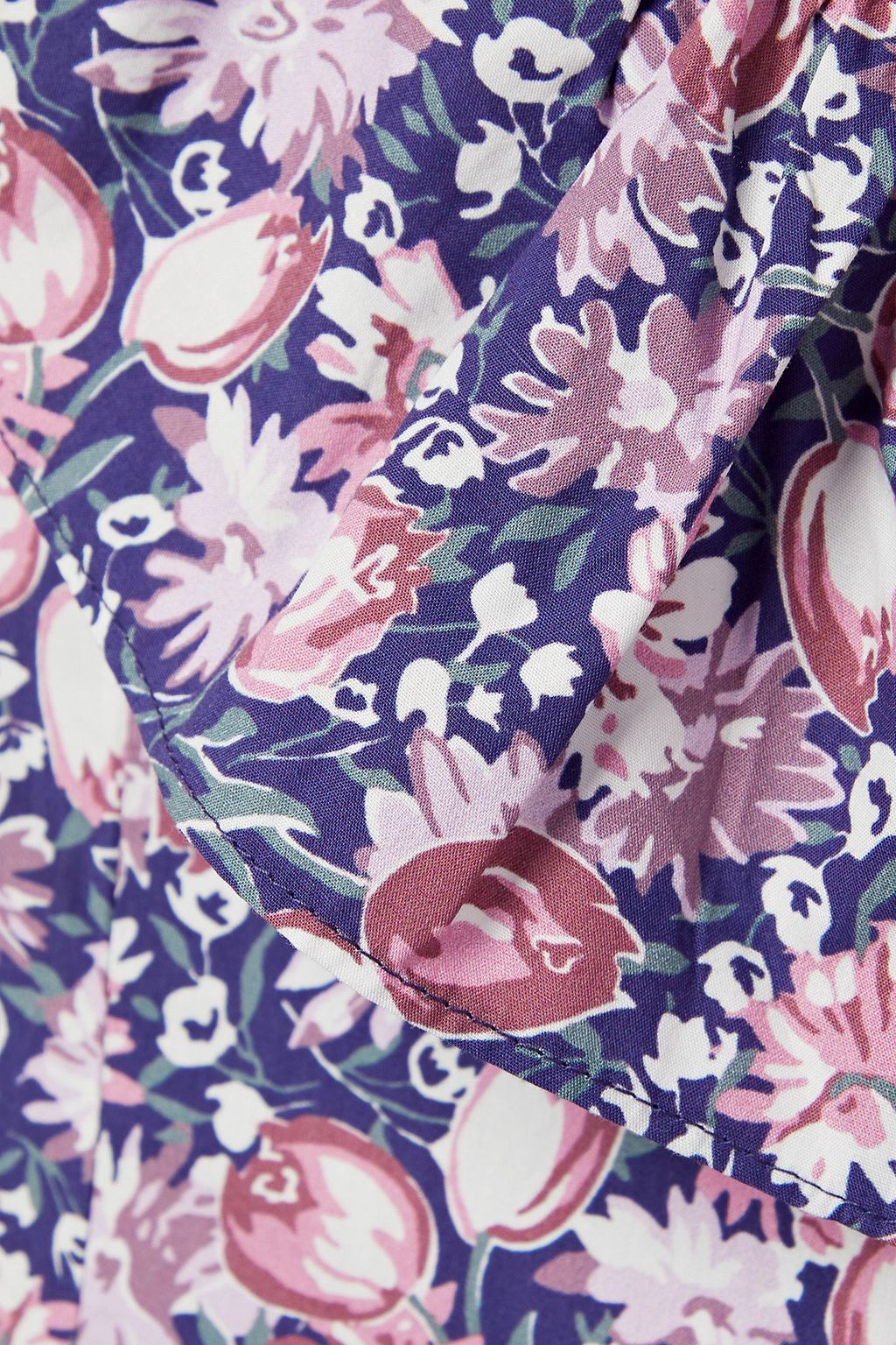 BATSHEVA X LAURA ASHLEY Laura Ashley + فستان Ileang متوسّط الطول من قطن البوبلين بطبعات وكشاكش