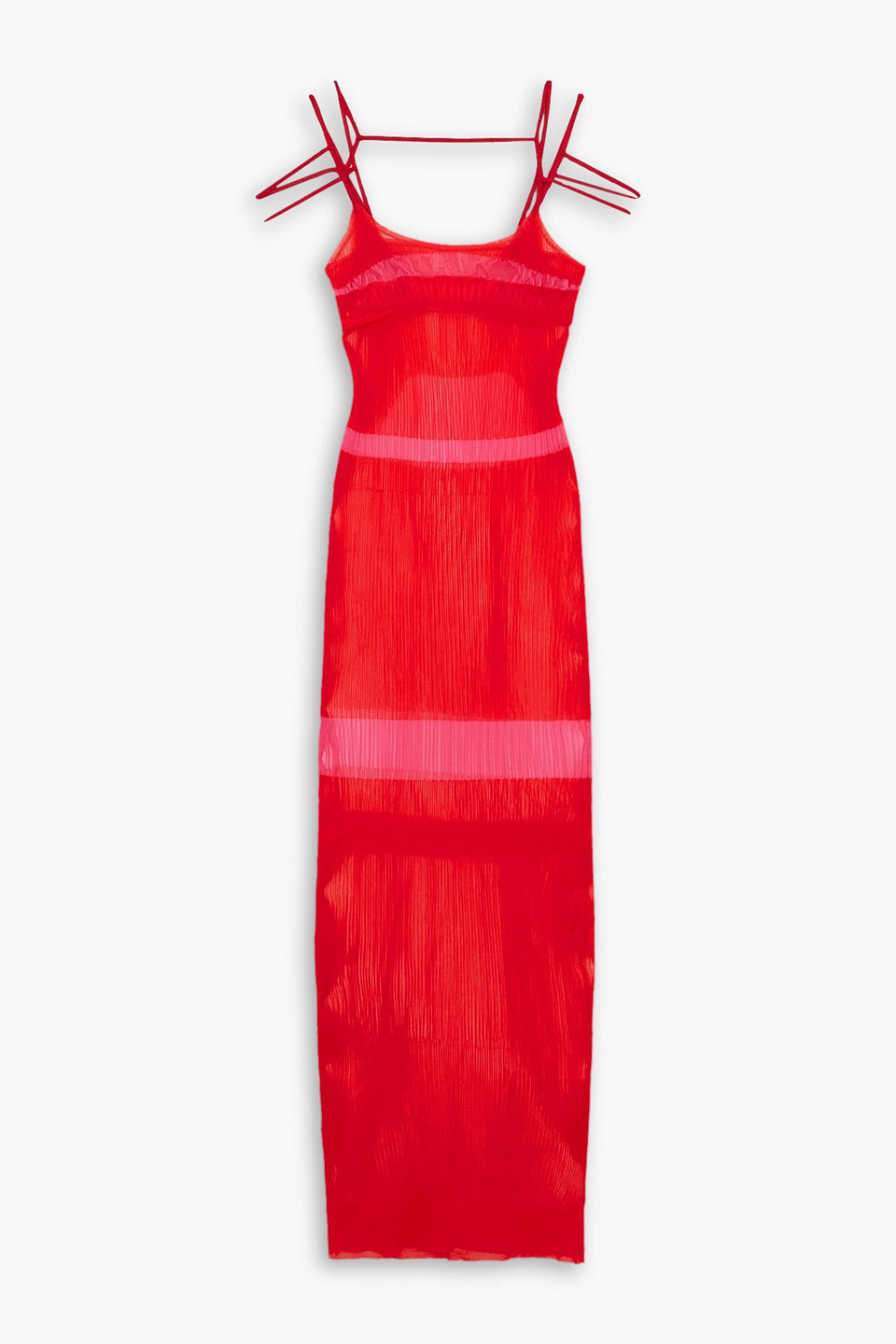 Jacquemus Sognu Striped Recycled Ribbed-knit Maxi Dress In Red