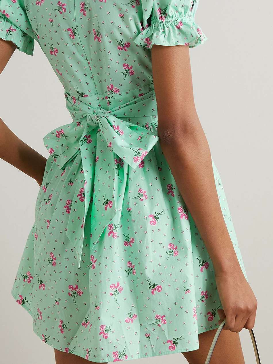 popham pintucked floral-print cotton-poplin mini dress