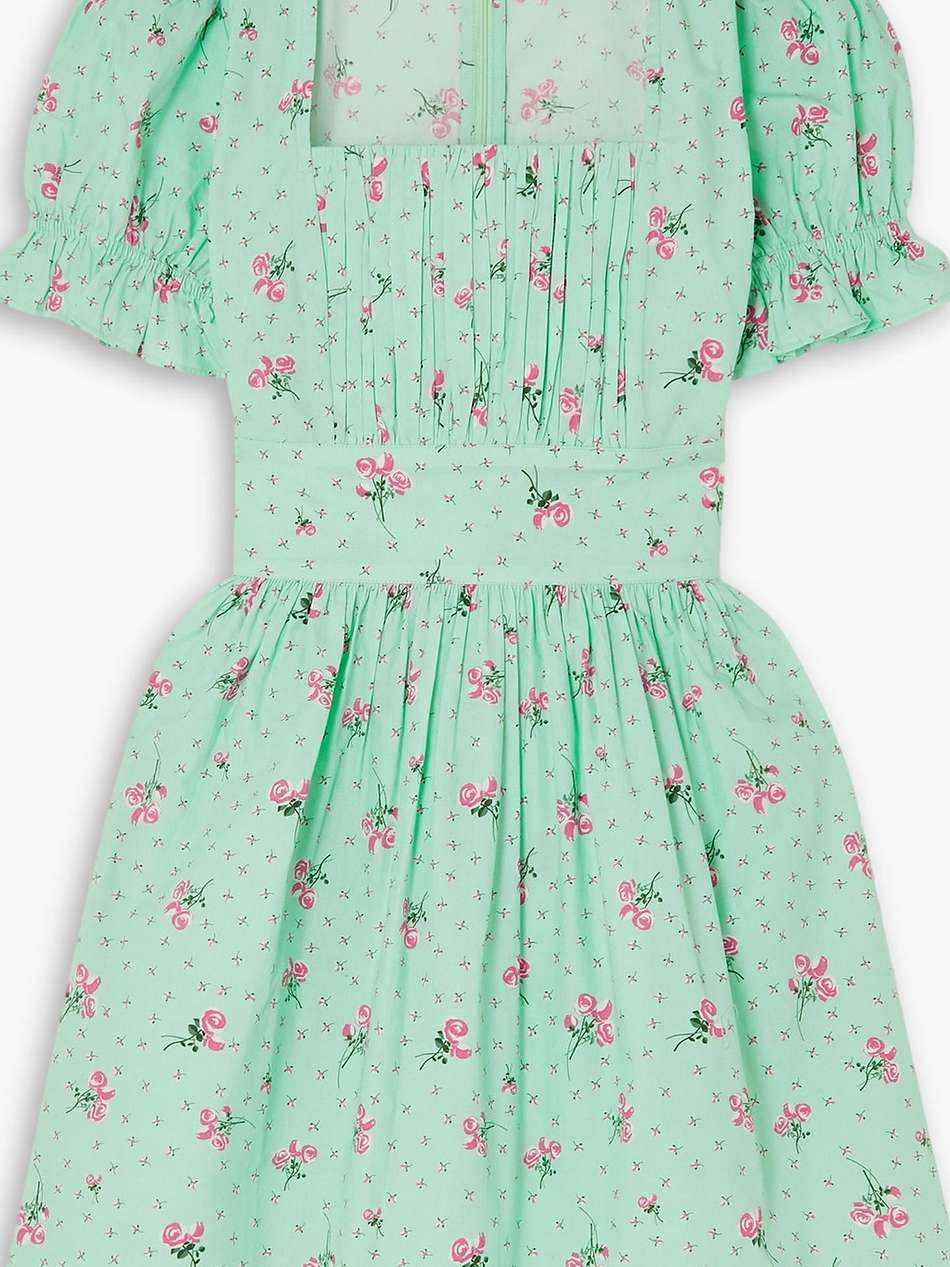 popham pintucked floral-print cotton-poplin mini dress
