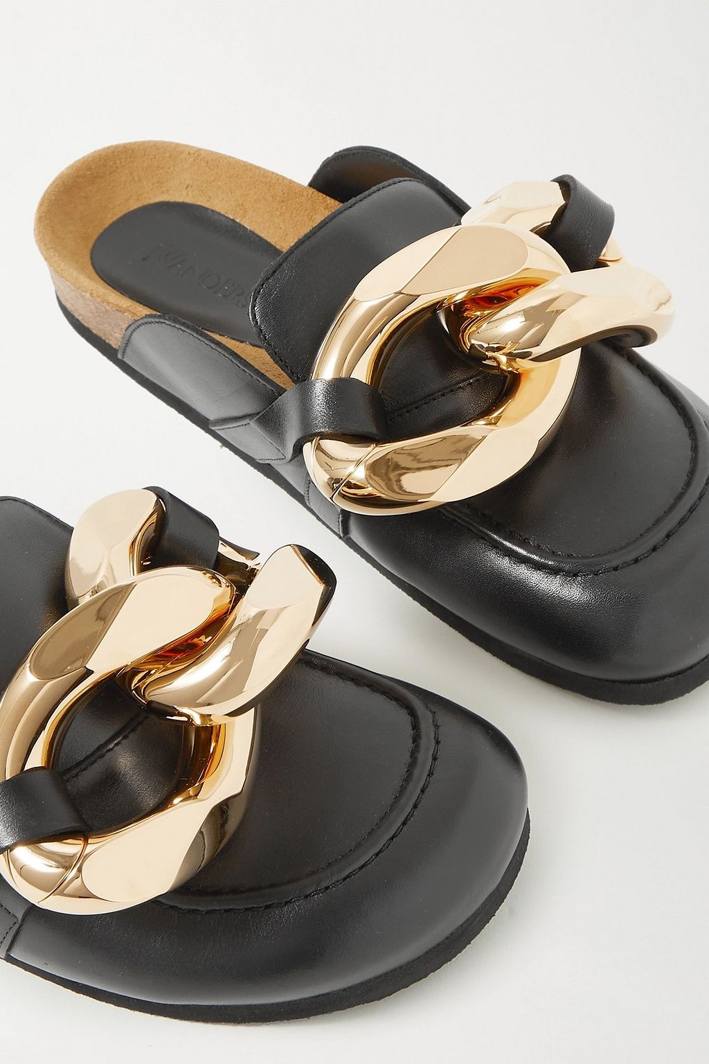 JW ANDERSON Chain-embellished leather slippers