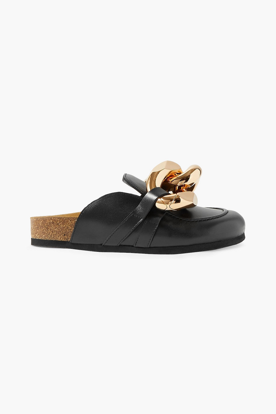 Jw Anderson Chain-embellished Leather Slippers In Black