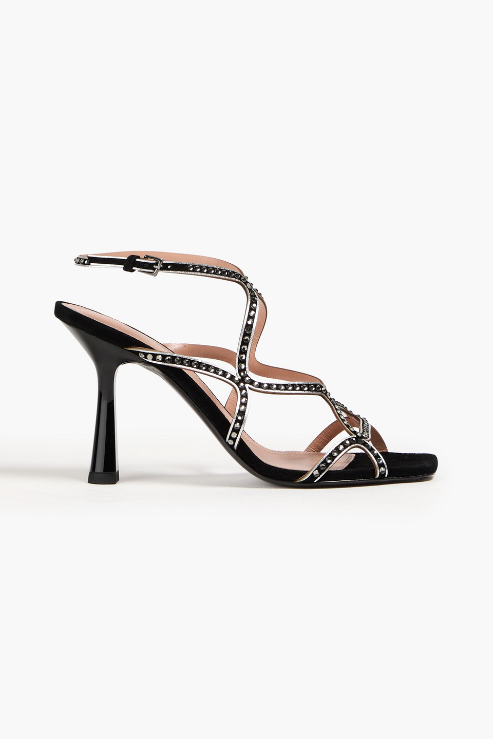 Alberta Ferretti Crystal-embellished Suede Sandals In Black