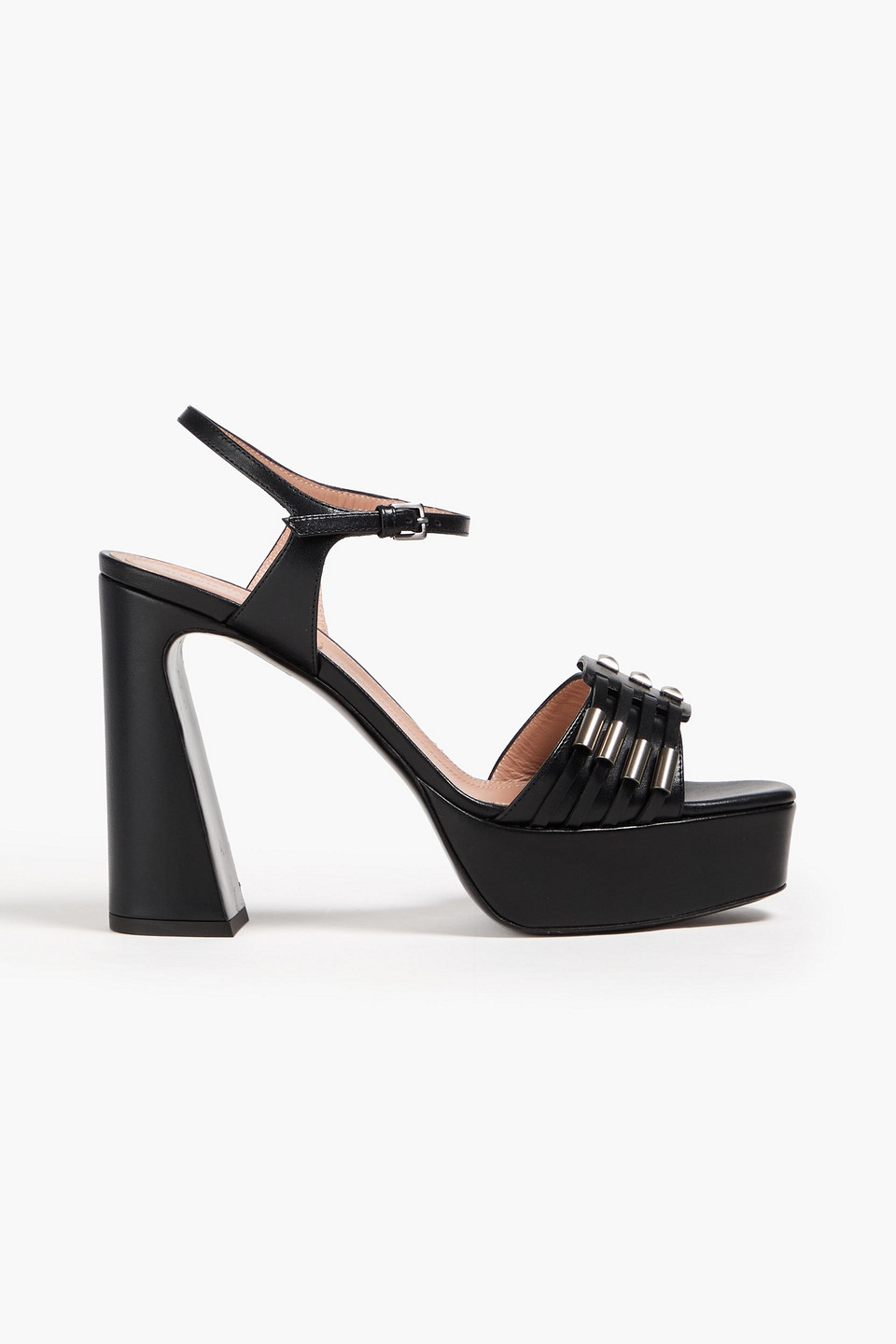 Alberta Ferretti Studded Leather Platform Sandals In Black