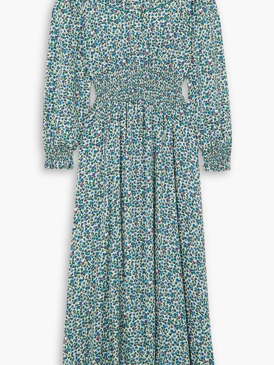 zaira embroidered floral-print woven maxi dress