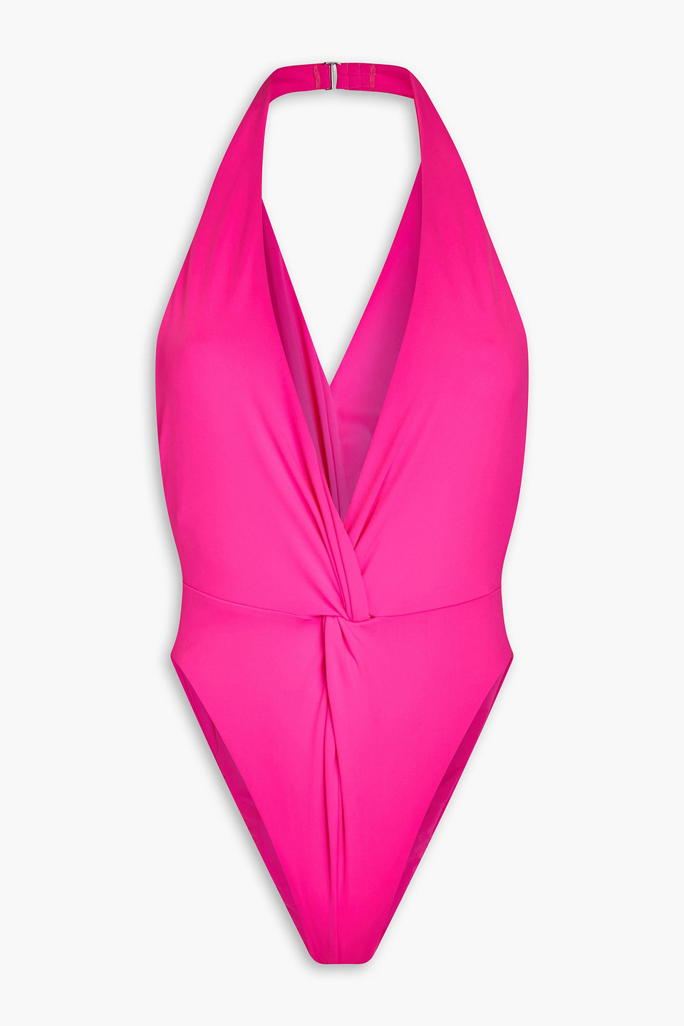 Mara Hoffman Gabriela Neon Stretch-econyl Halterneck Swimsuit In Bright Pink