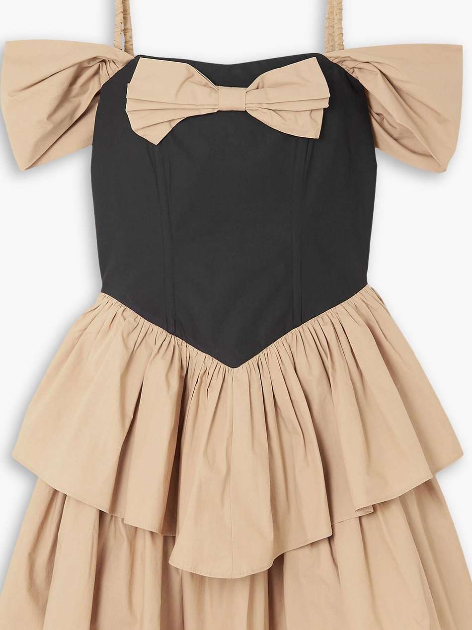 betty cold-shoulder tiered cotton-poplin mini dress