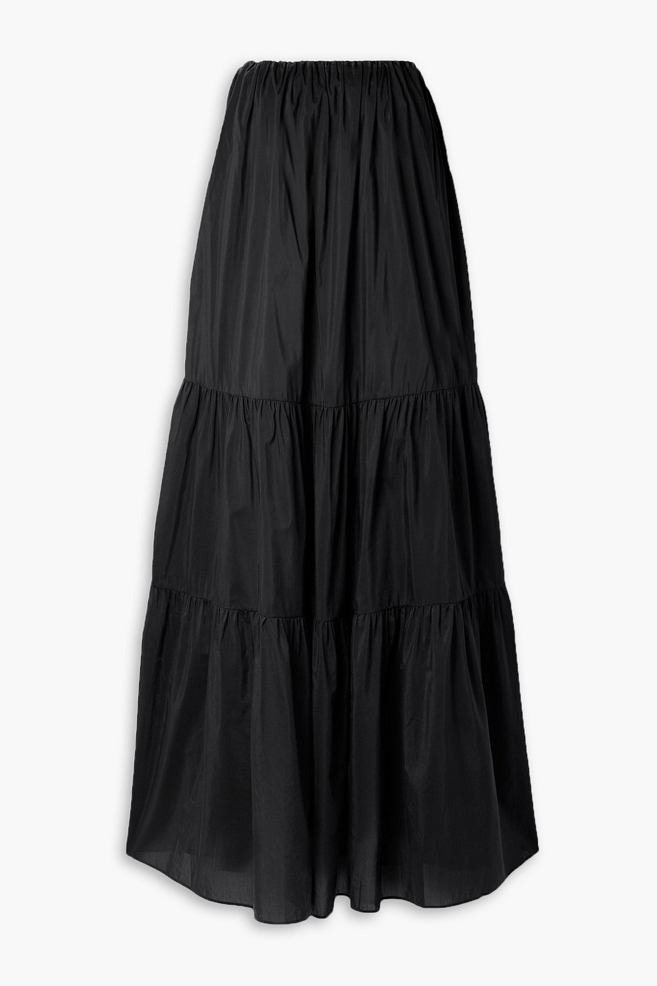 Matteau Strapless Tiered Cotton And Silk-blend Poplin Maxi Dress In Black