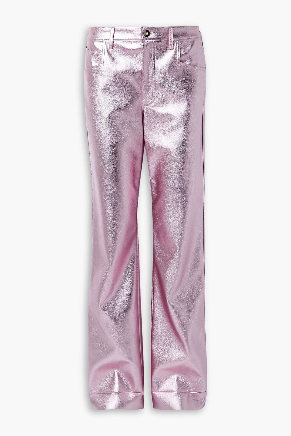 Alix Nyc Jay Metallic Faux Leather Straight-leg Pants In Baby Pink