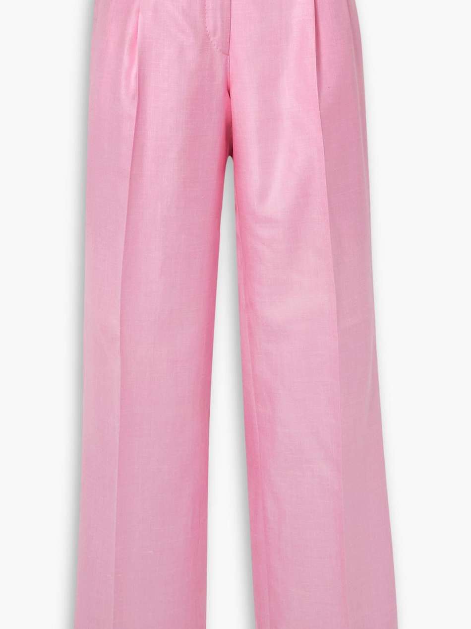 capri silk, cashmere and linen-blend straight-leg trousers