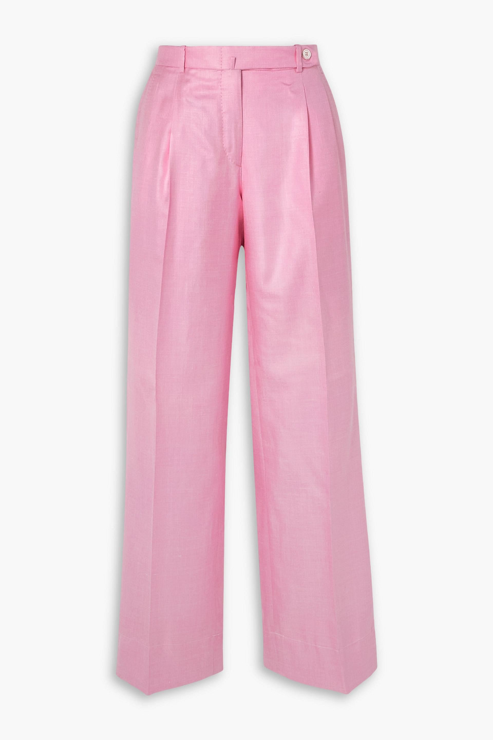 Brioni Capri Silk, Cashmere And Linen-blend Straight-leg Trousers In Pink