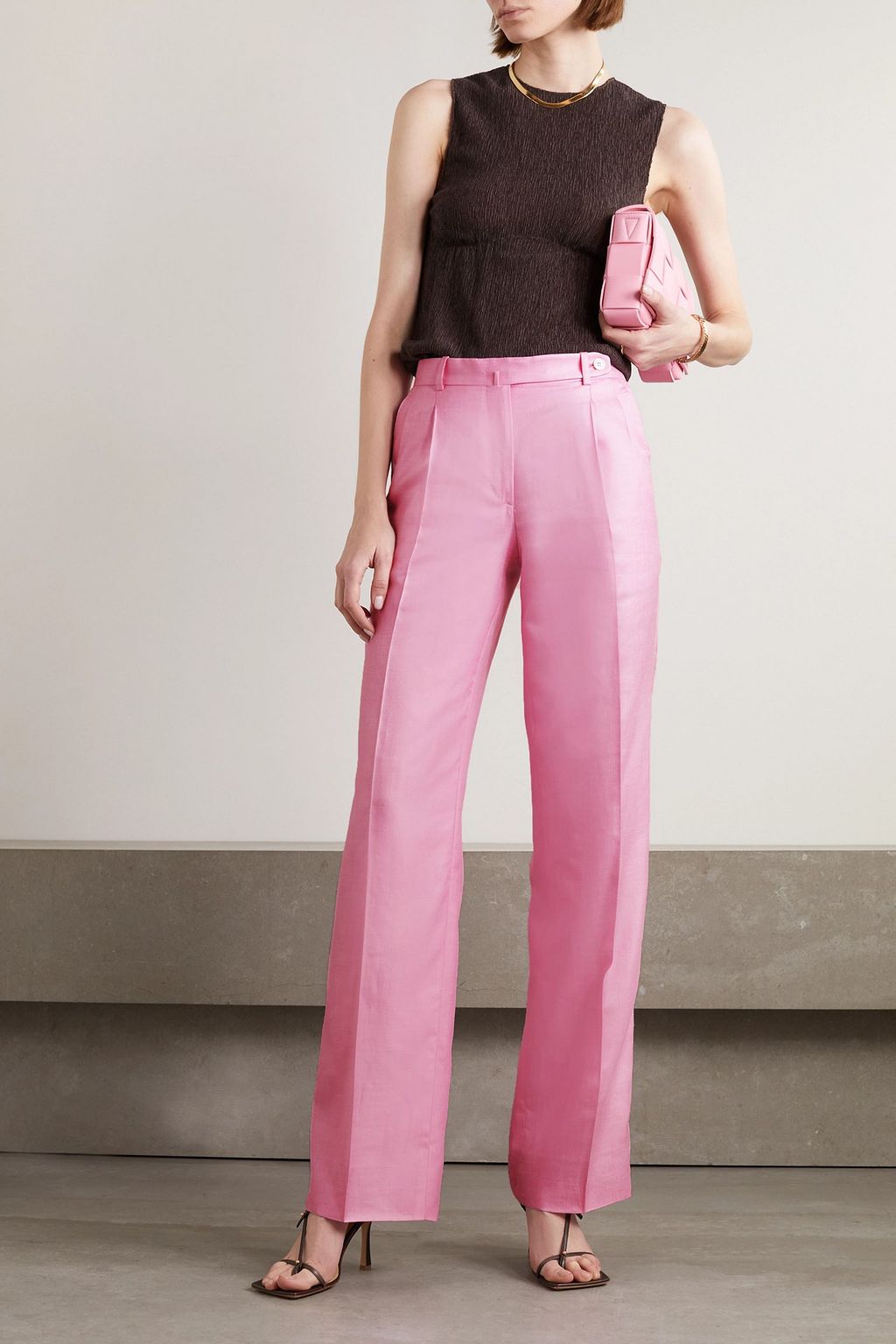 BRIONI Capri silk, cashmere and linen-blend straight-leg trousers