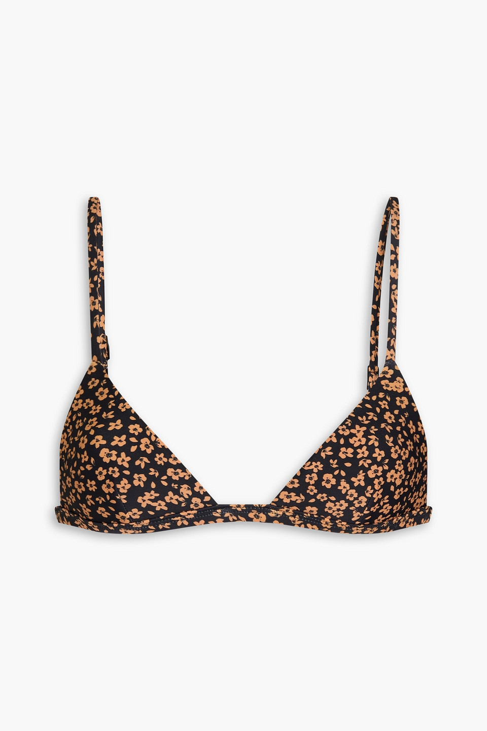 Matteau Petite Triangle Floral-print Bikini Top In Light Brown
