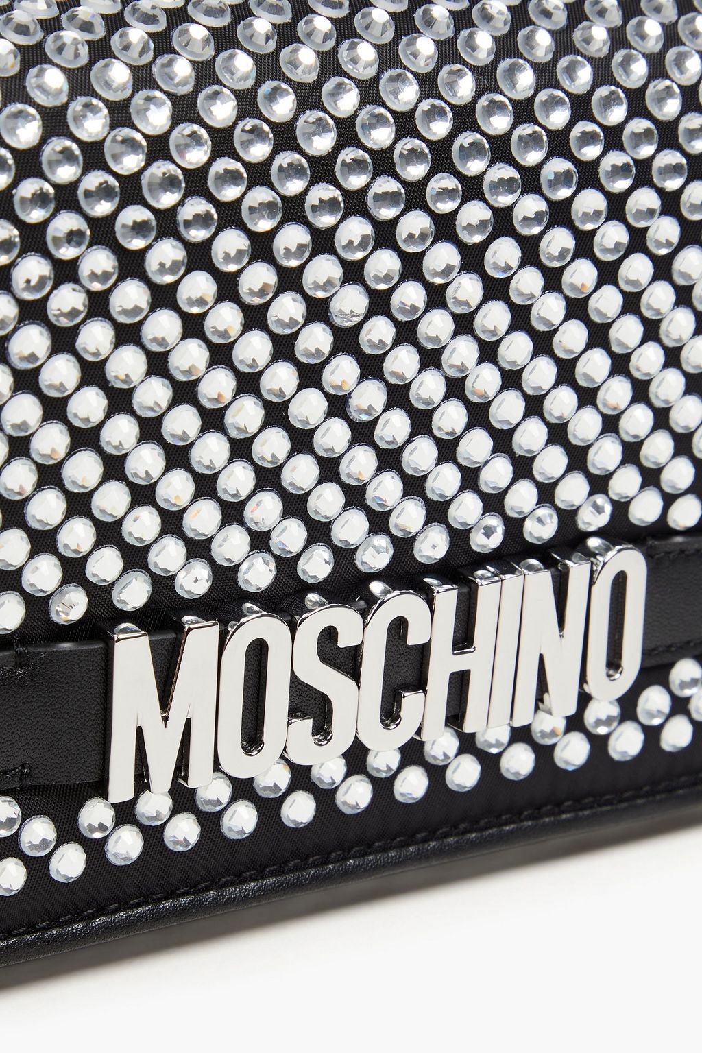 MOSCHINO حقيبة كلاتش من التويل ومزينة بالكريستال