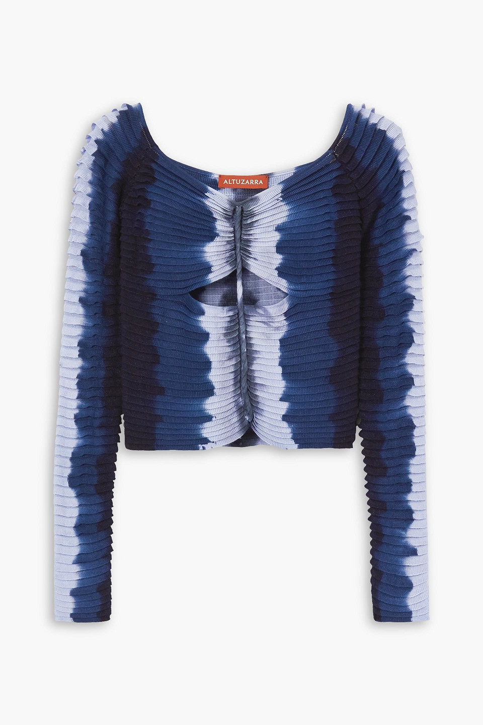 Altuzarra Adan Off-the-shoulder Cutout Pintucked Tie-dyed Top In Indigo