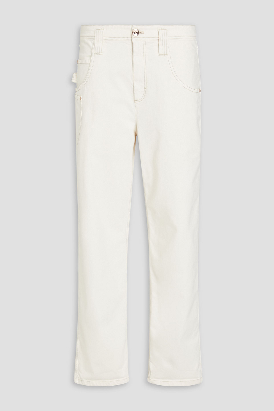 Brunello Cucinelli Bead-embellished High-rise Straight-leg Jeans In Ecru