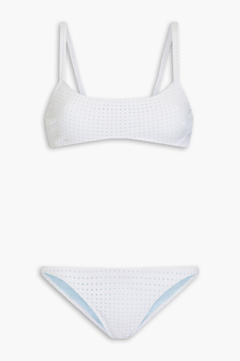 Lisa Marie Fernandez The Kk Perforated Stretch-crepe Bikini In Sky Blue